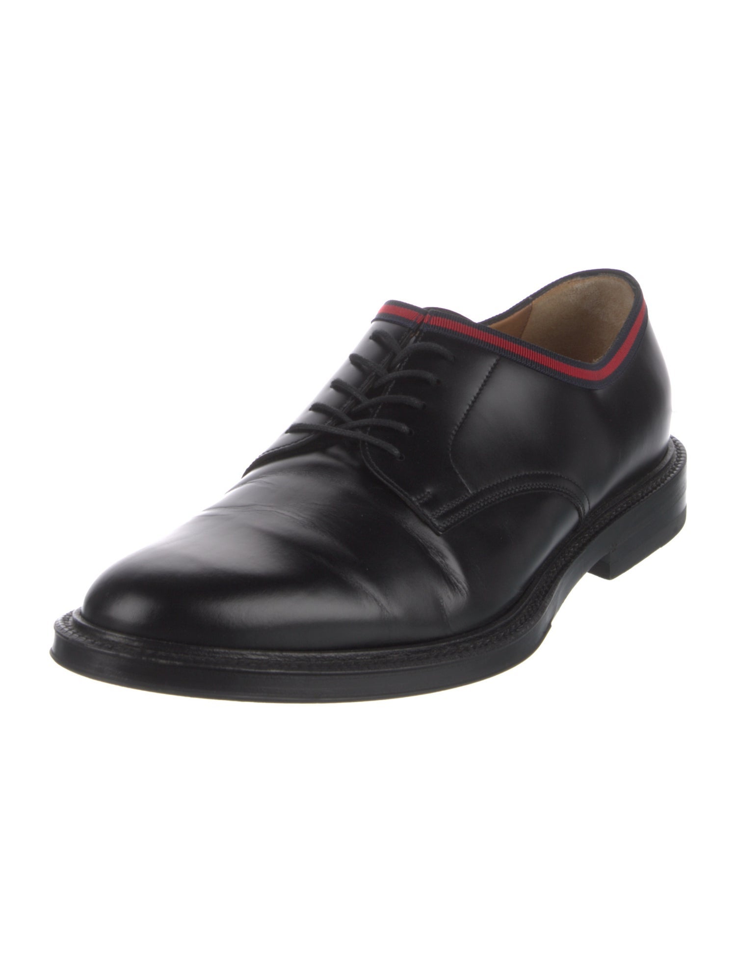 Gucci Web Accent Leather Derby Shoes