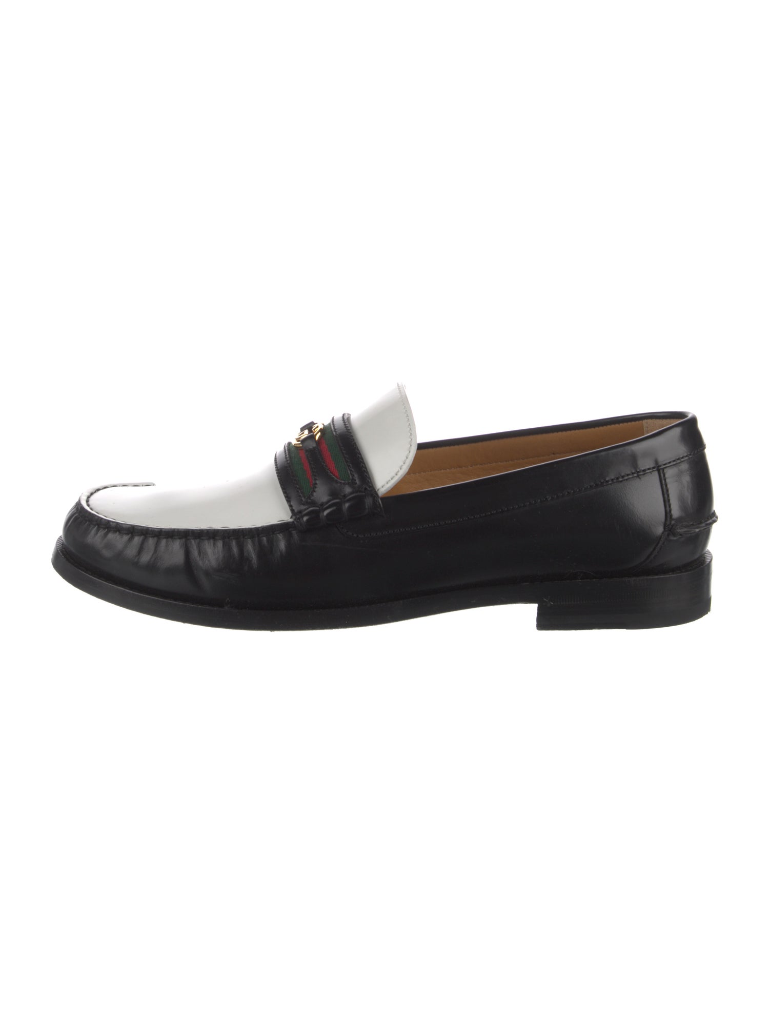 Gucci Web Accent Leather Dress Loafers