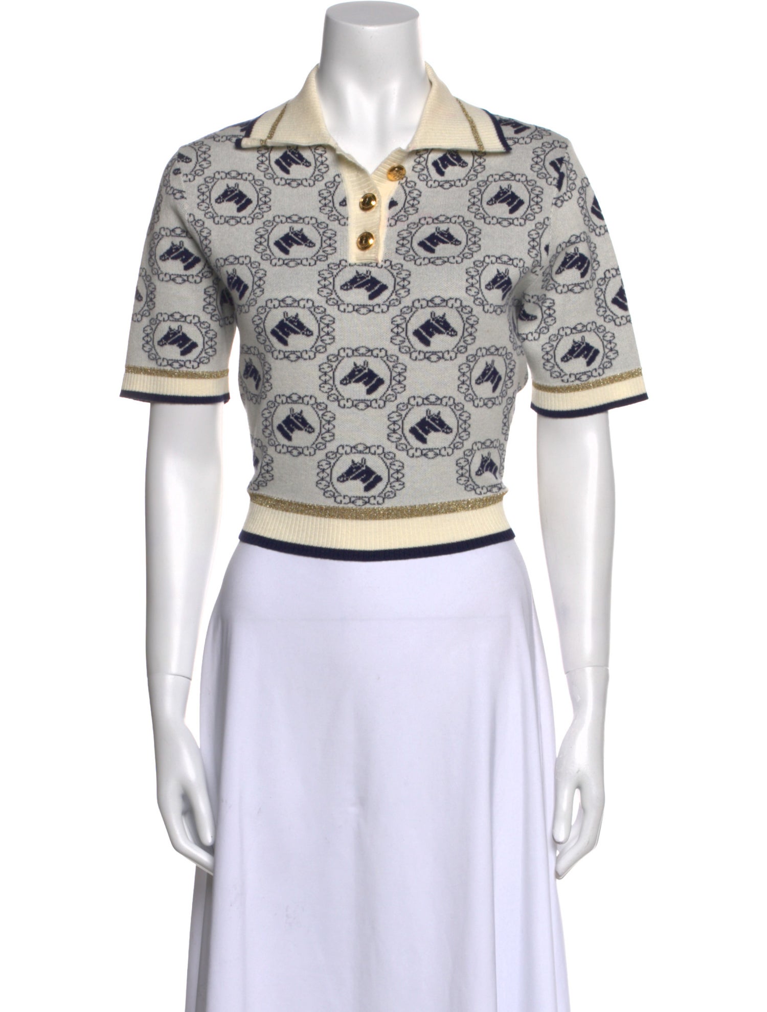 Gucci Printed Short Sleeve Crop Top