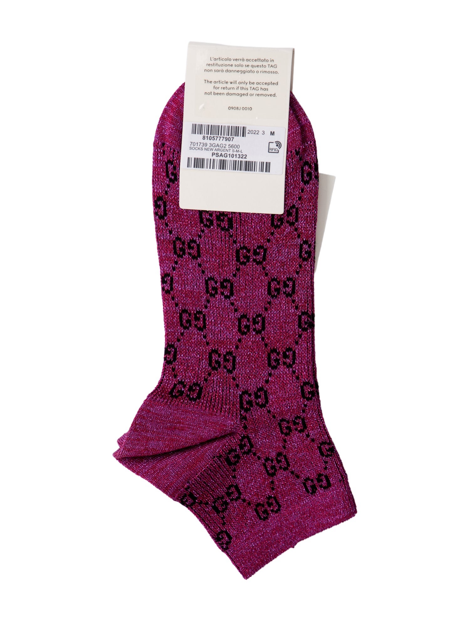 Gucci Metallic Patterned Ankle Socks w/Tags