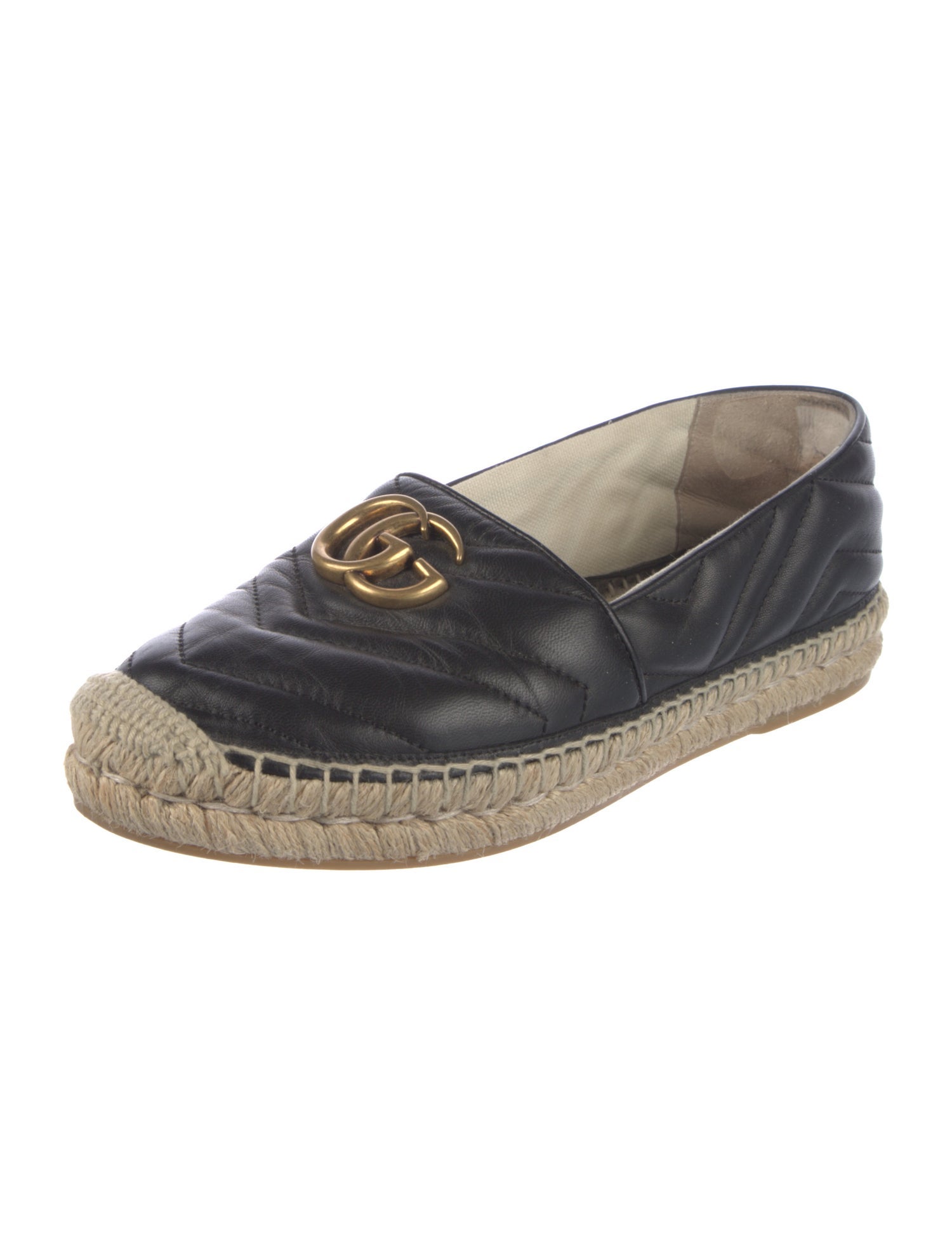 Gucci Double G Logo Leather Espadrilles