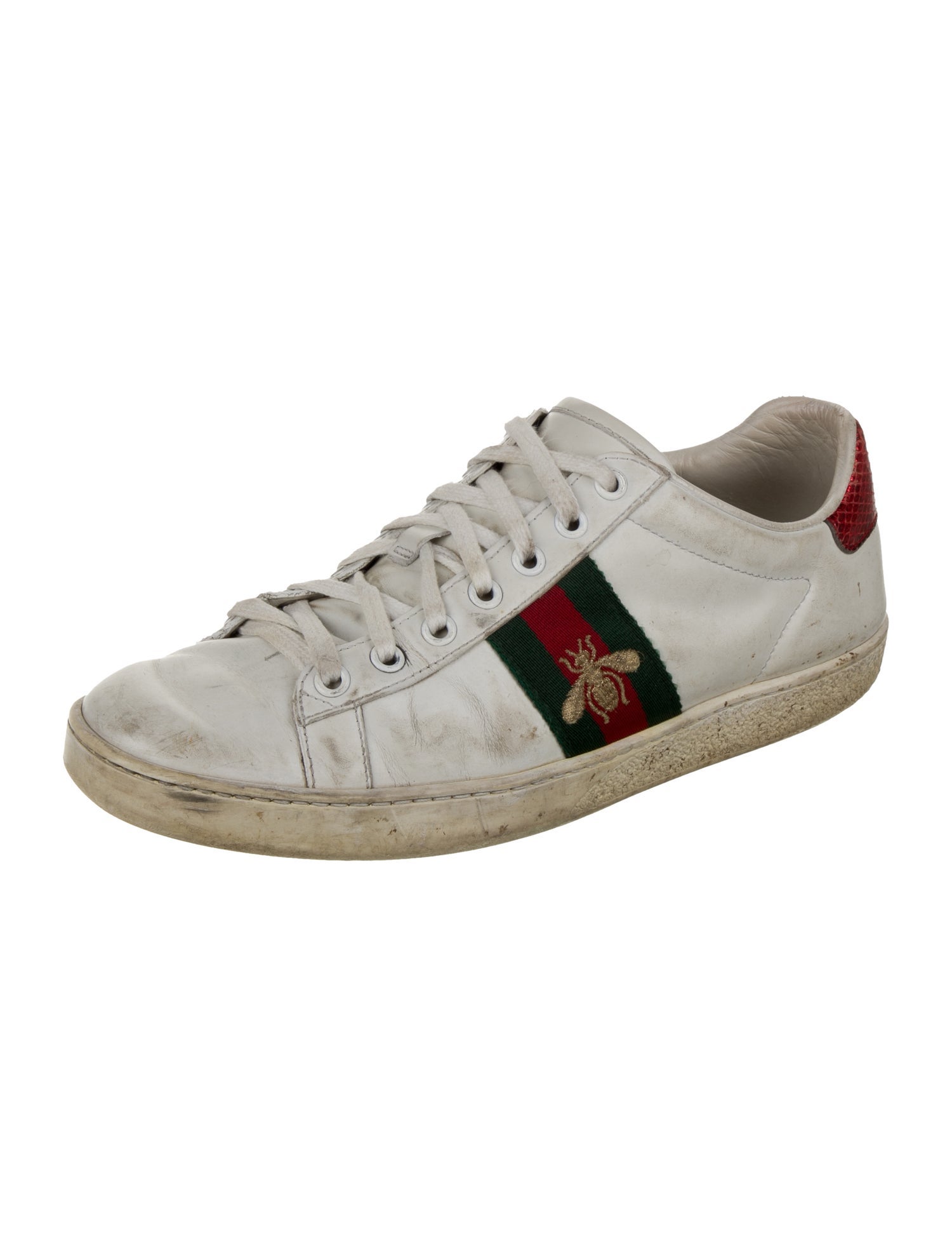 Gucci Web Accent Leather Sneakers