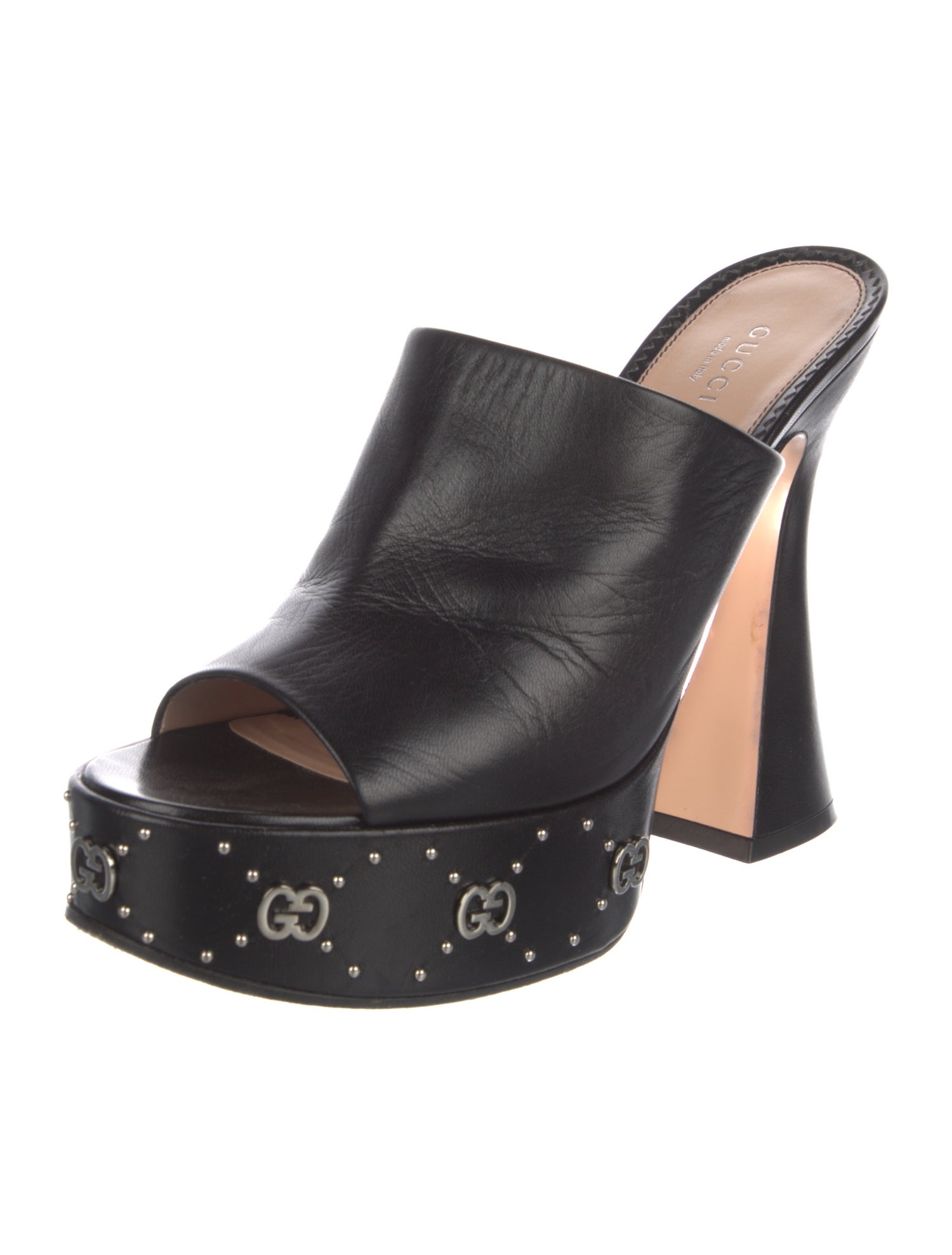 Gucci Leather Studded Accents Mules