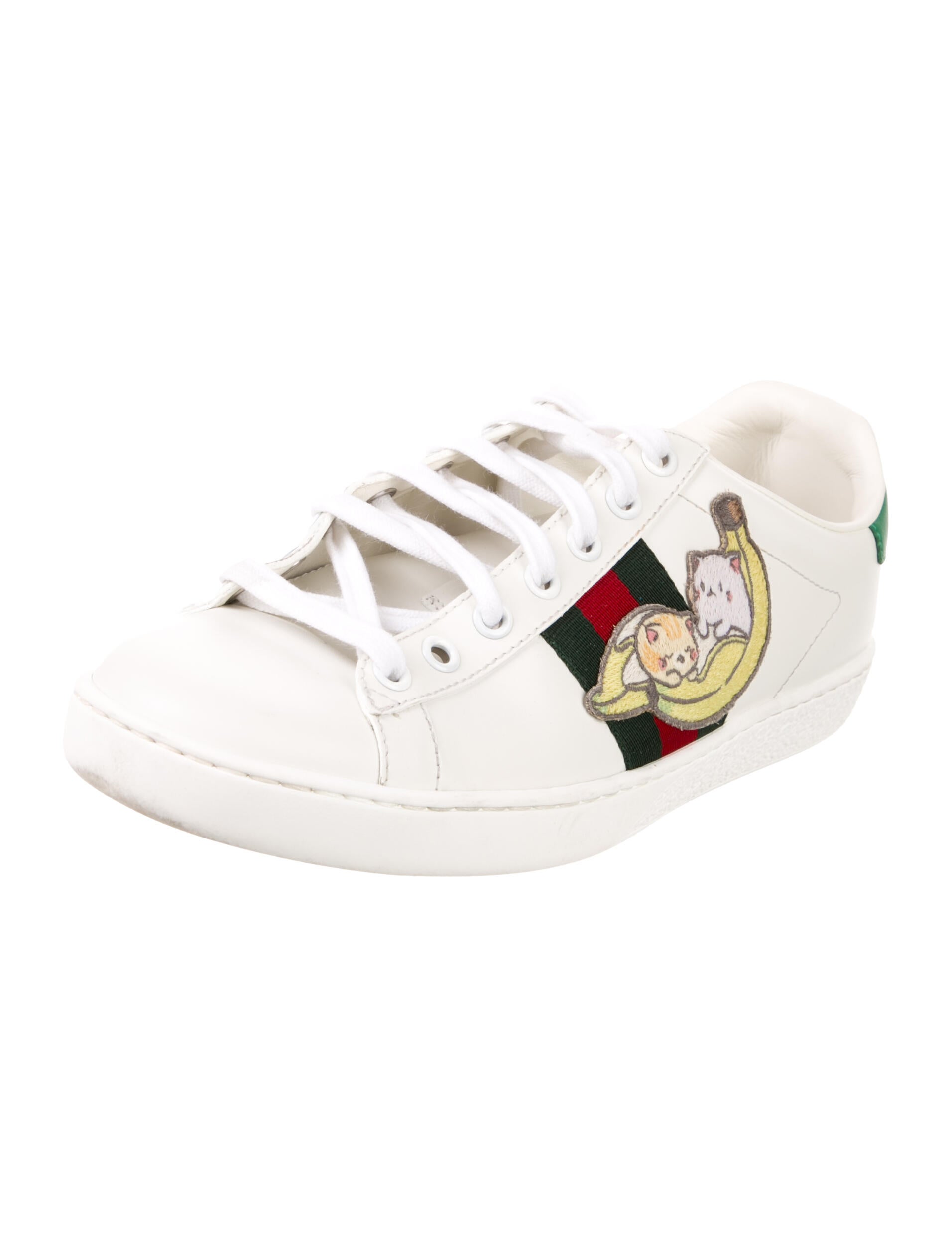Gucci Web Accent Leather Sneakers