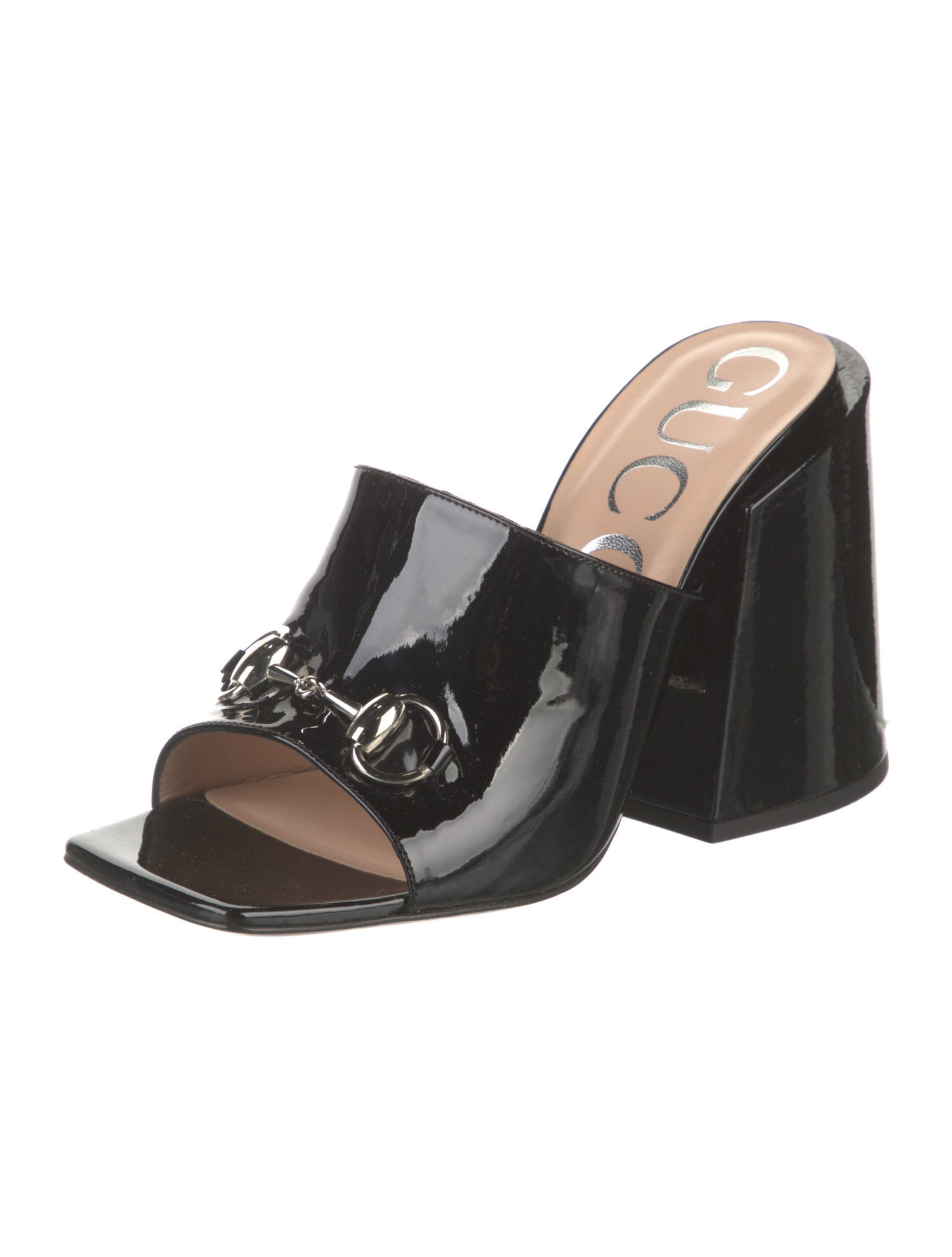Gucci Horsebit Accent Patent Leather Slides
