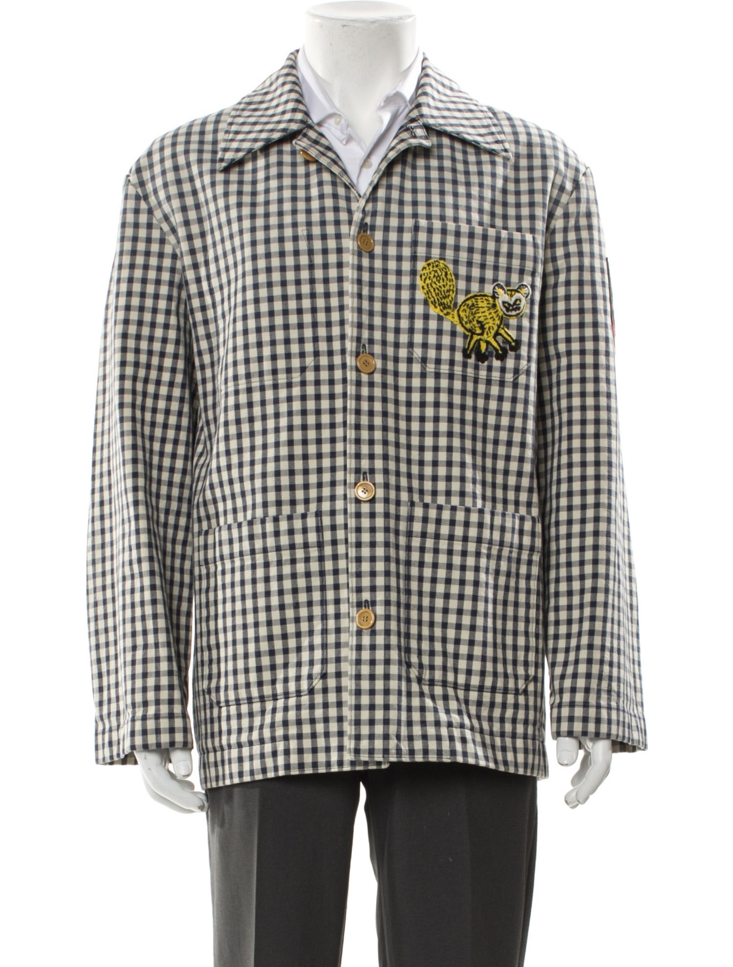 Gucci Freya Hartas Plaid Print Peacoat