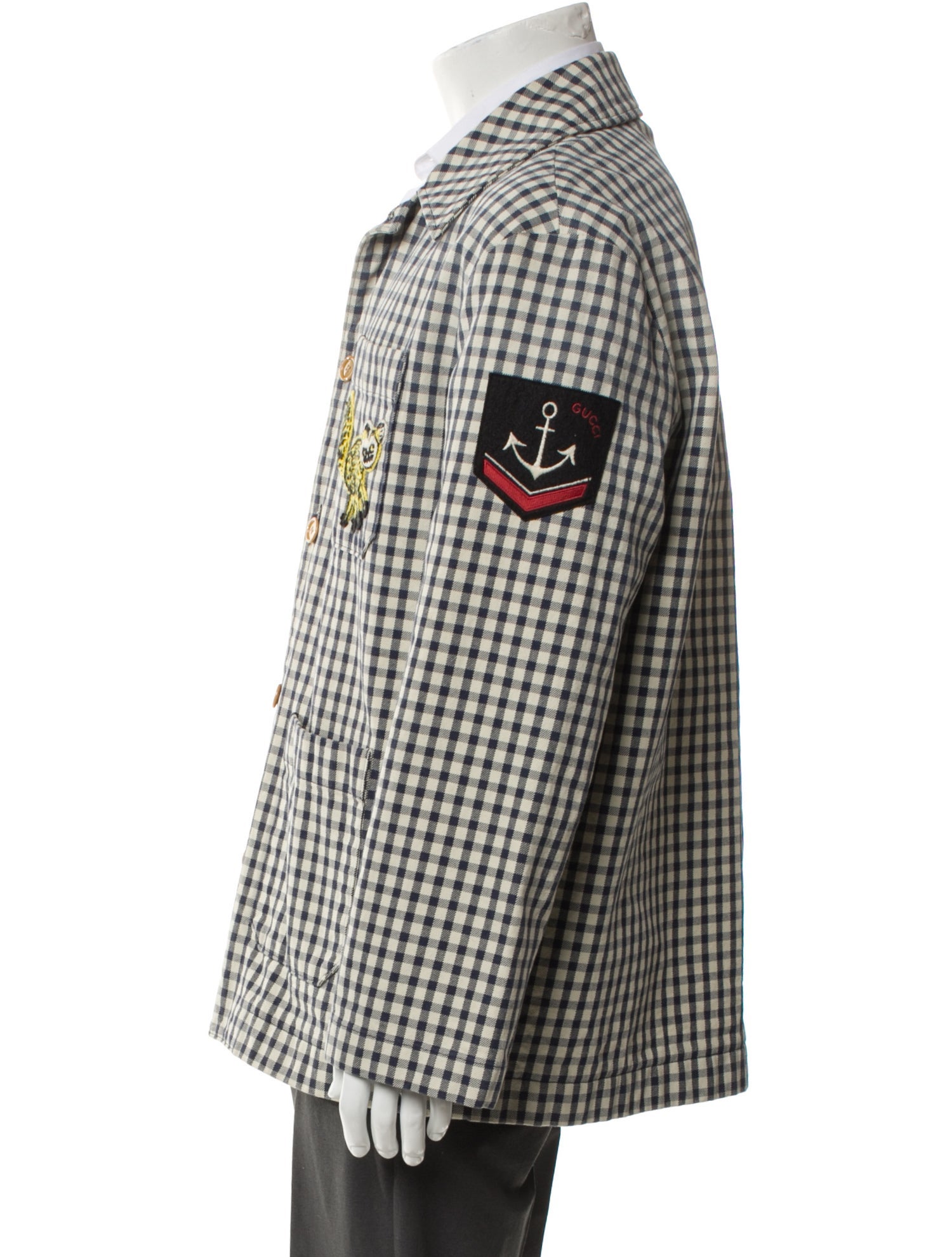 Gucci Freya Hartas Plaid Print Peacoat