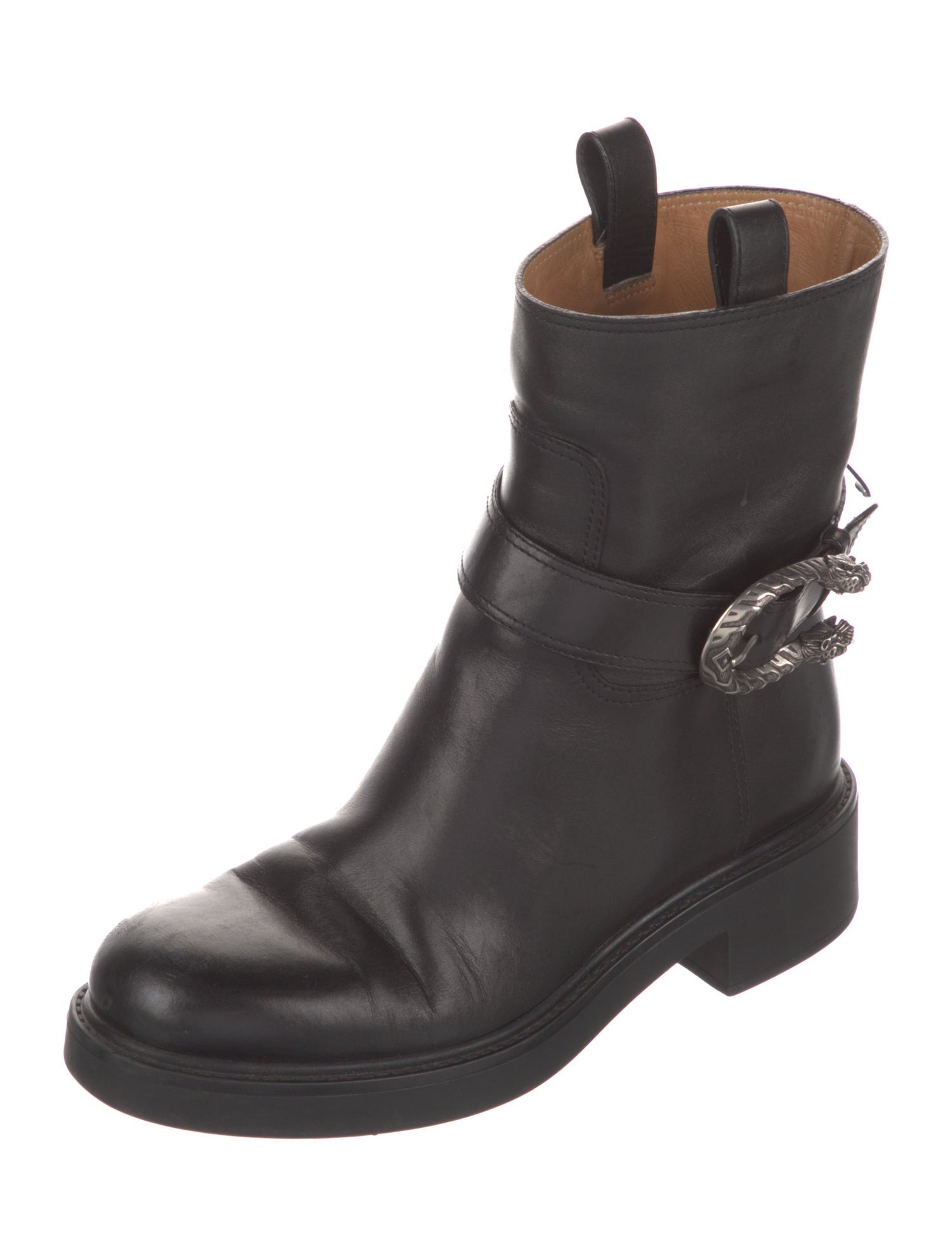 Gucci Dionysus Accent Leather Moto Boots