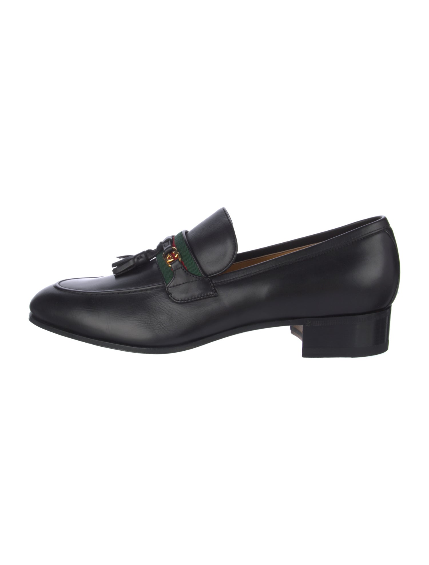Gucci Web Accent Leather Dress Loafers