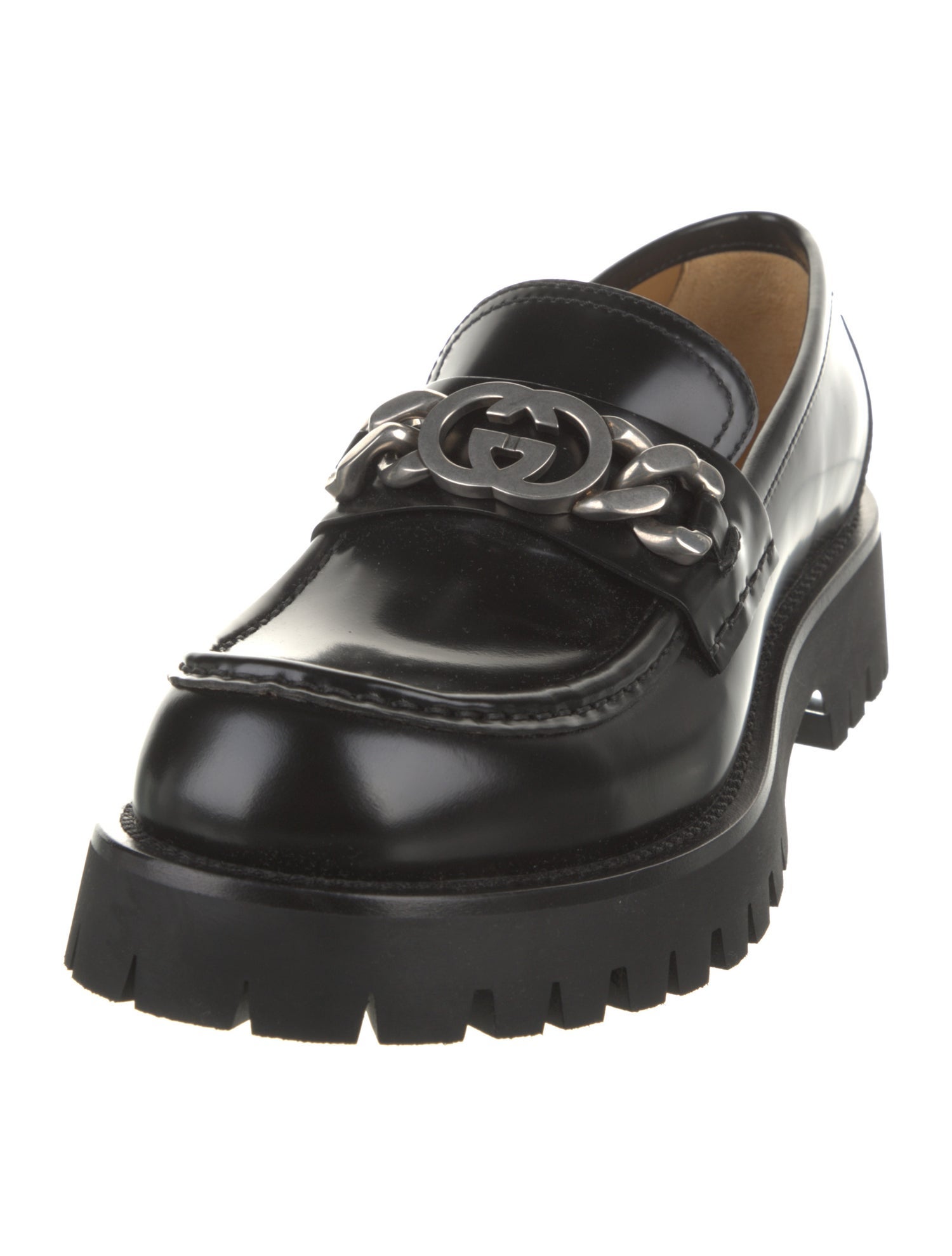 Gucci Interlocking G Logo Leather Loafers