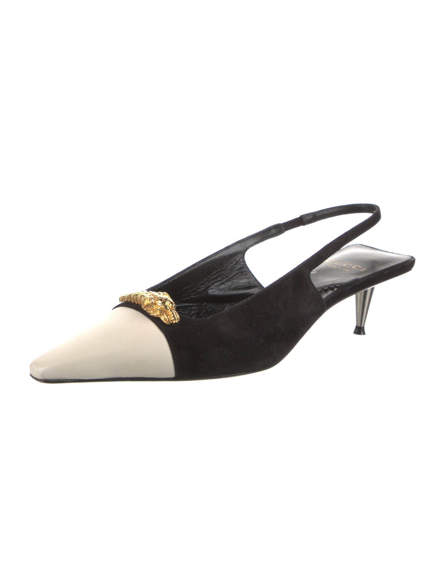 Gucci Suede Colorblock Pattern Slingback Pumps