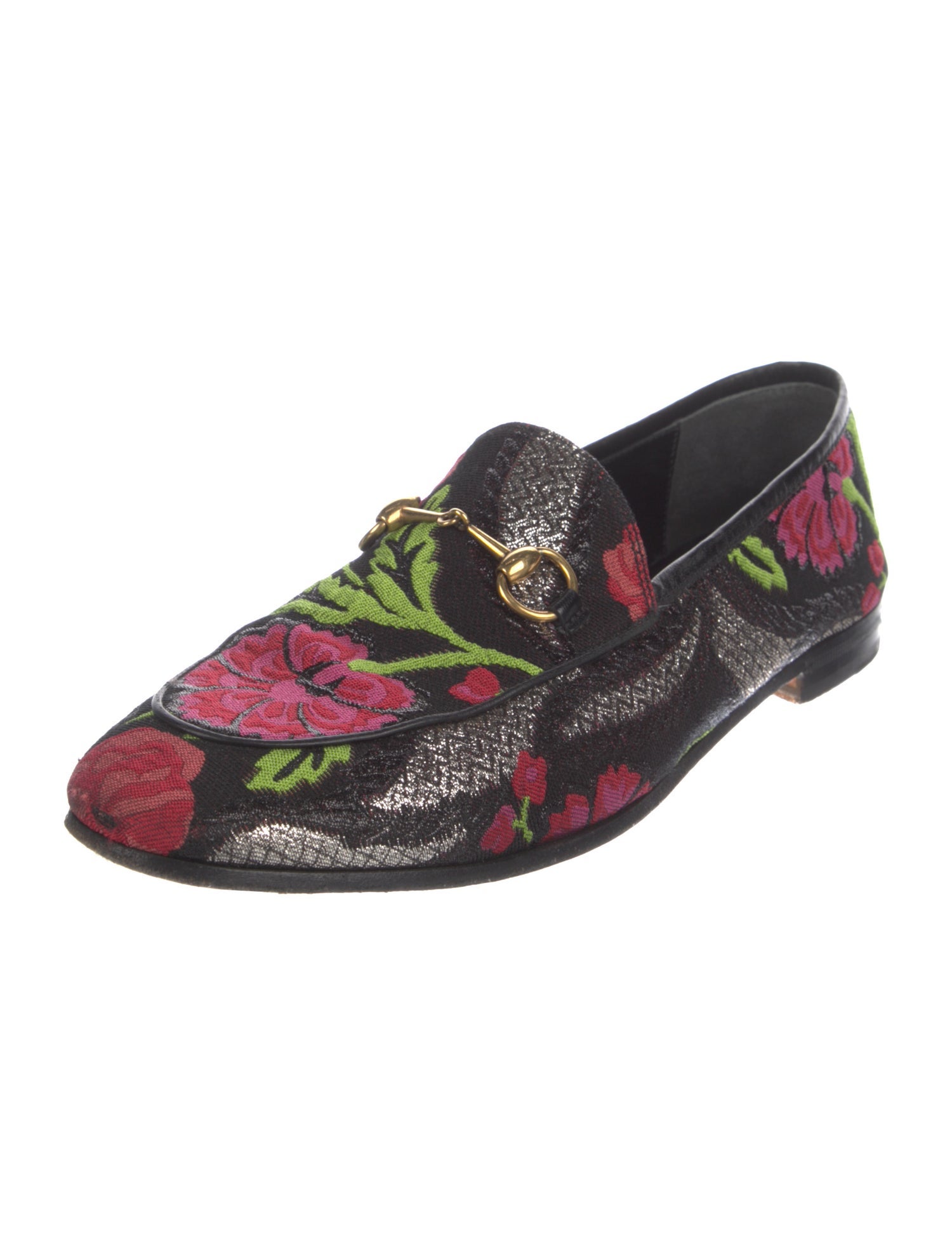 Gucci Horsebit Accent Floral Print Loafers