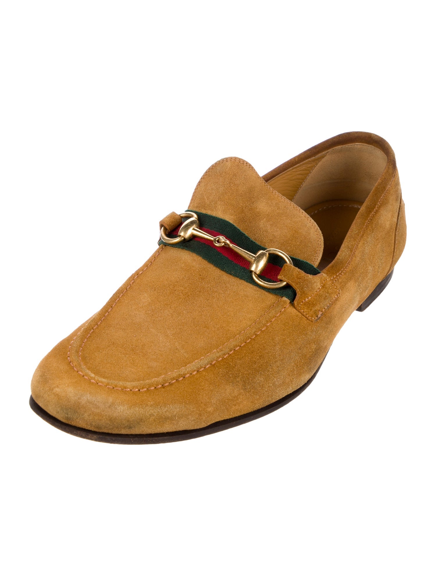 Gucci Web Accent Suede Loafers