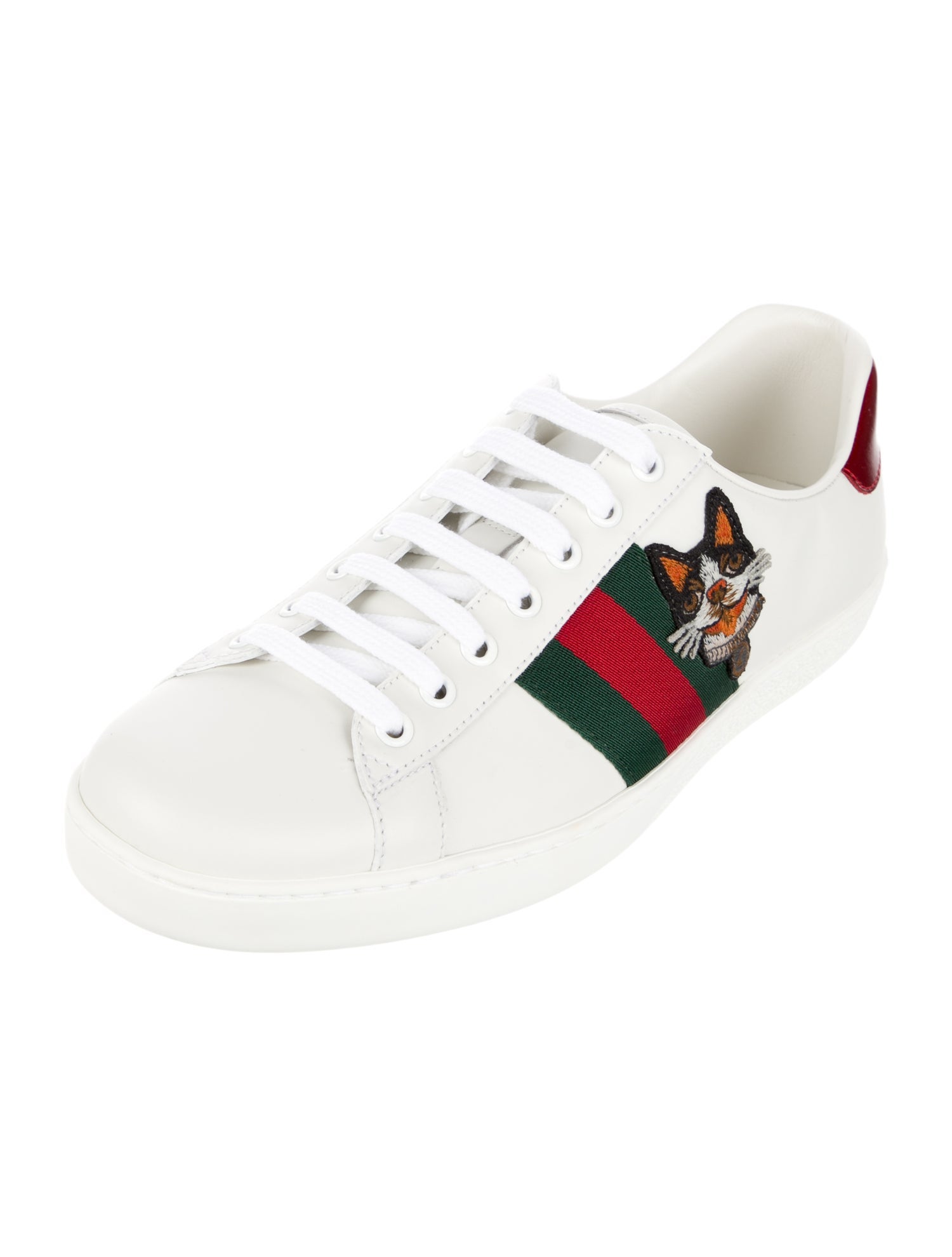 Gucci Web Accent Leather Sneakers