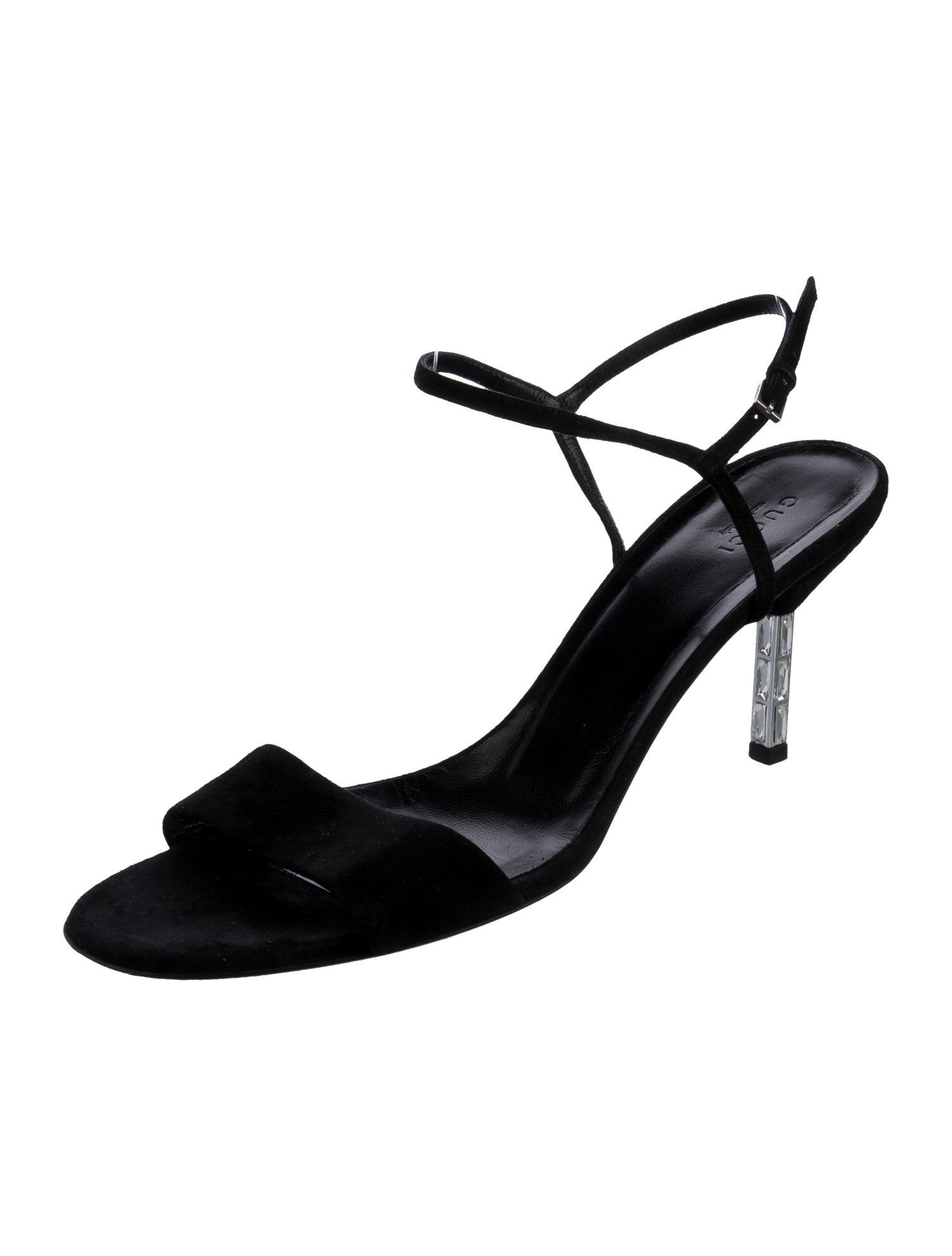 Gucci Suede Crystal Embellishments Sandals
