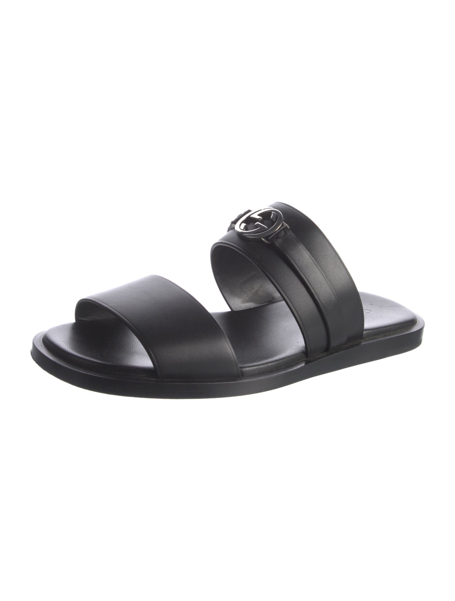 Gucci Interlocking G Logo Leather Slides