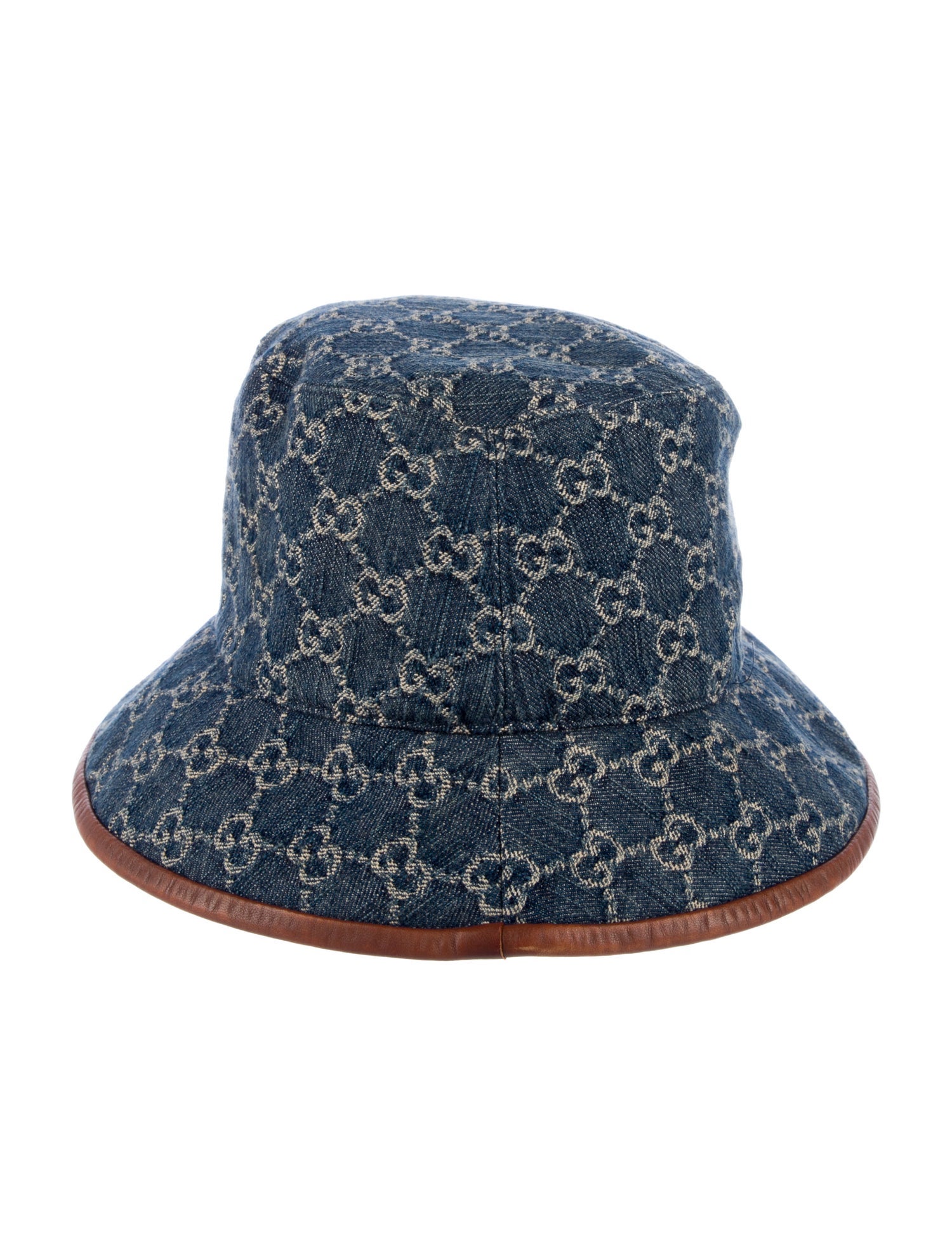 Gucci Canvas GG Pattern Print Leather Trim Bucket Hat