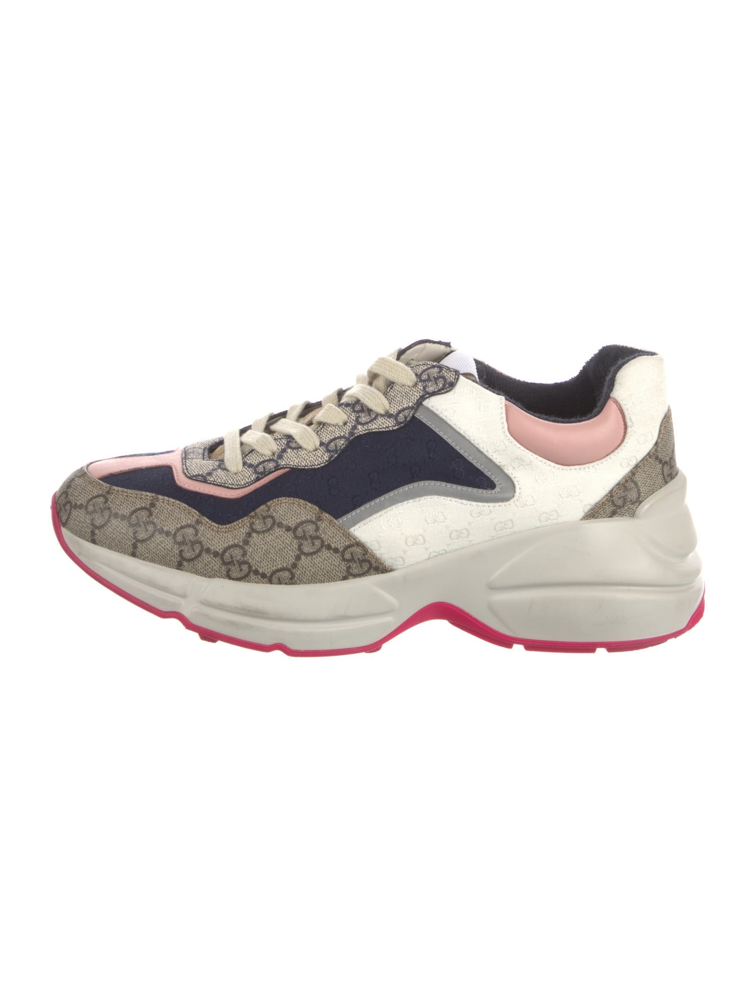 Gucci GG Canvas Leather Trim Embellishment Chunky Sneakers