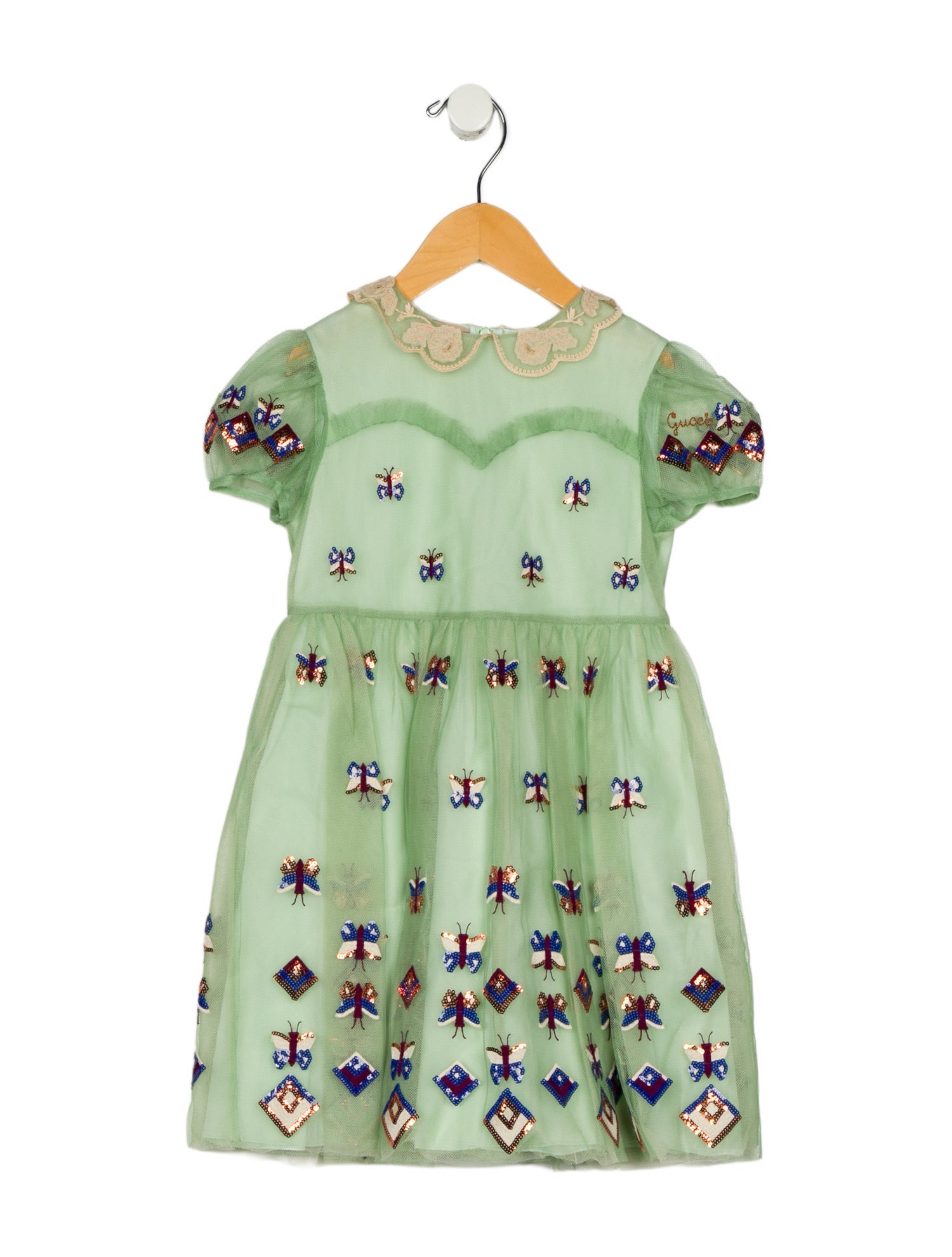 Gucci toddler girls' green multicolored dress