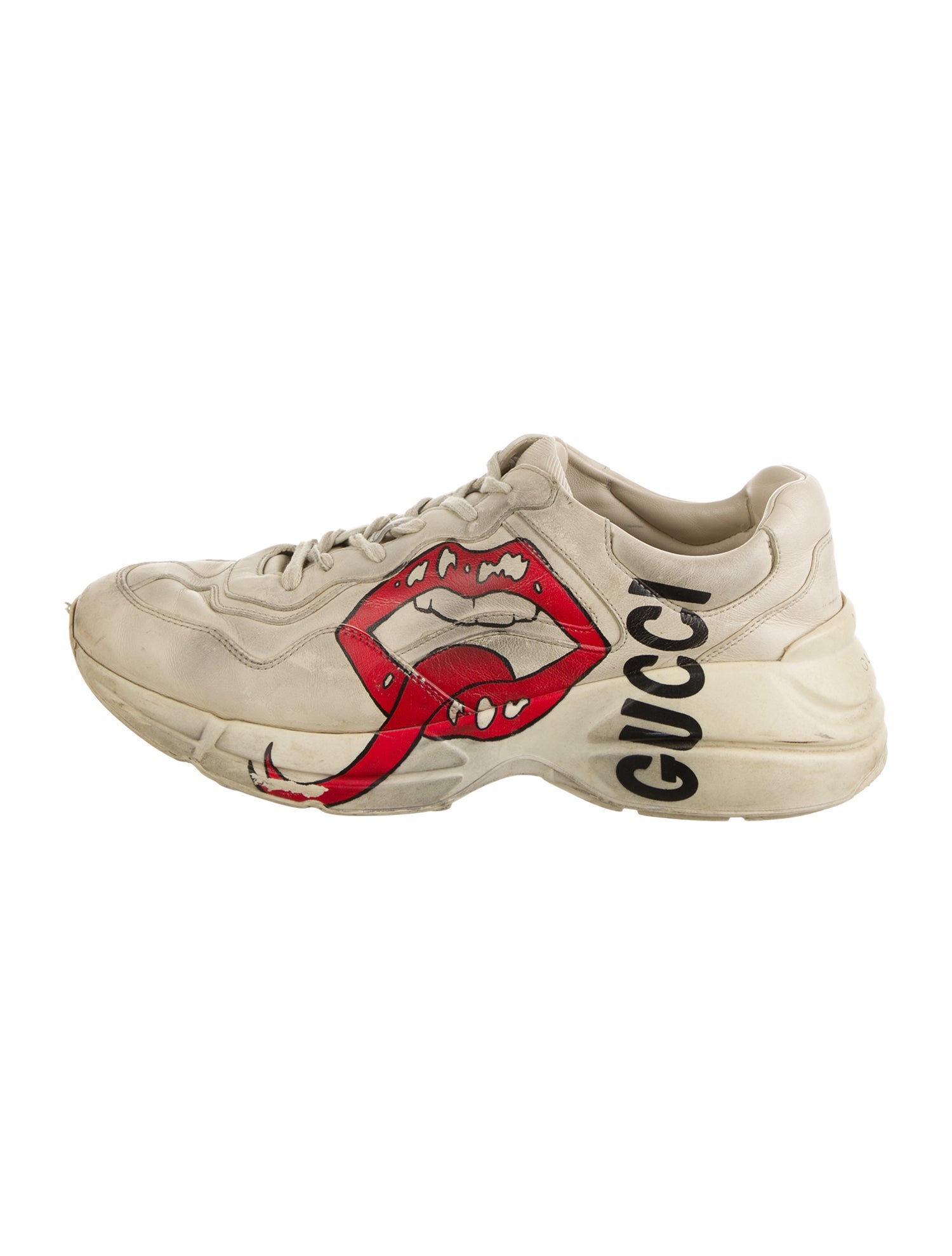 Gucci Leather Graphic Print Sneakers