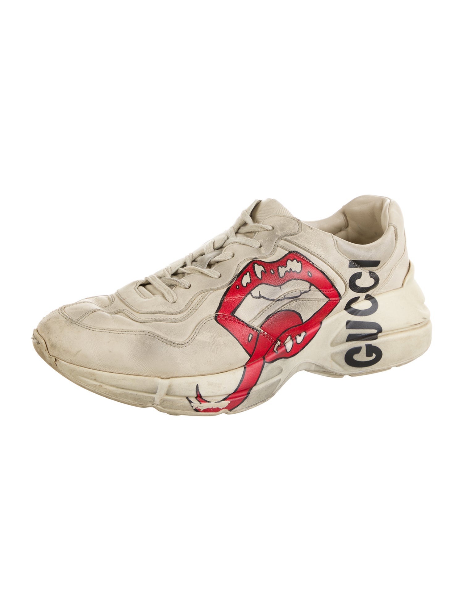 Gucci Leather Graphic Print Sneakers