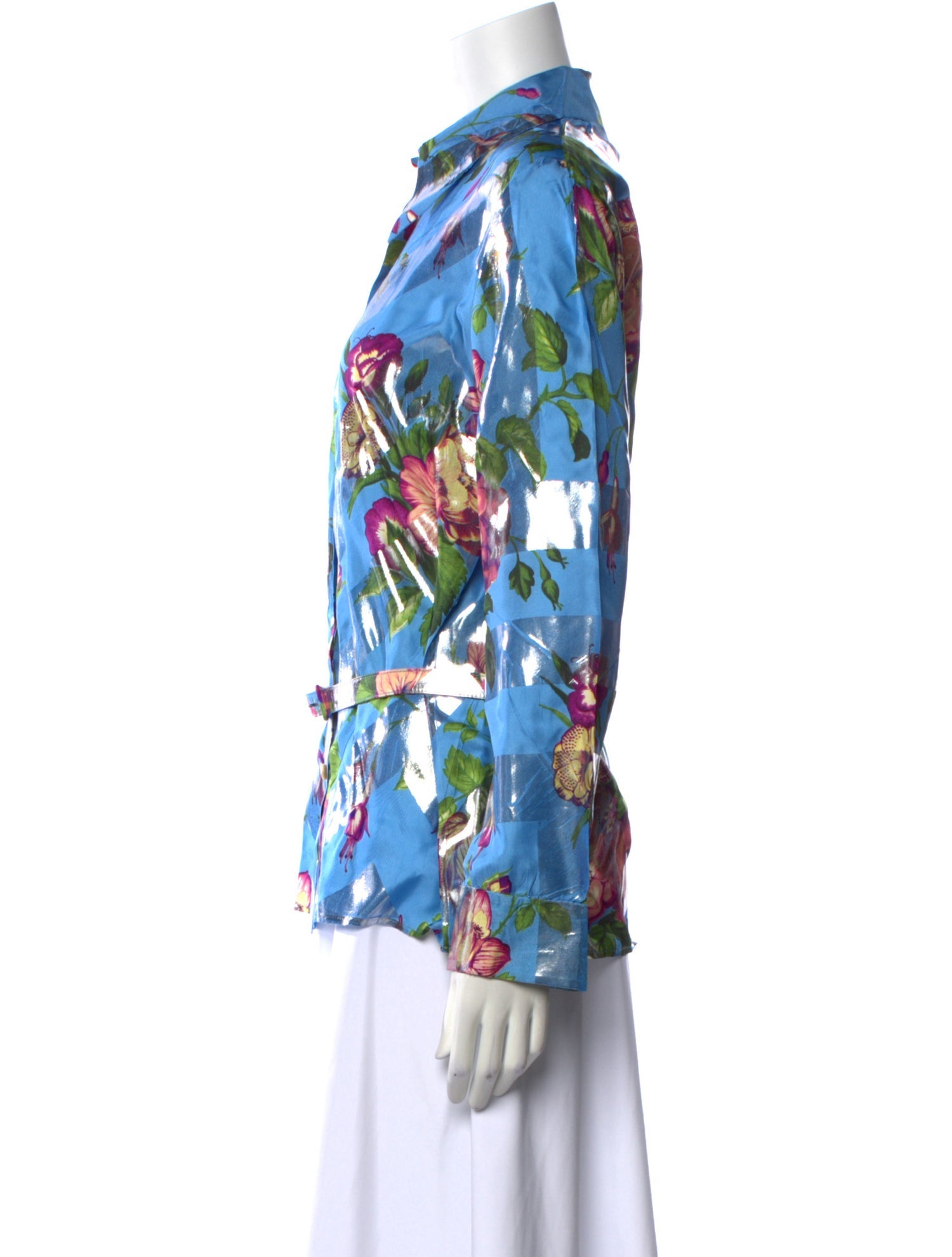 Gucci Floral Print Long Sleeve Button-Up Top w/ Tags