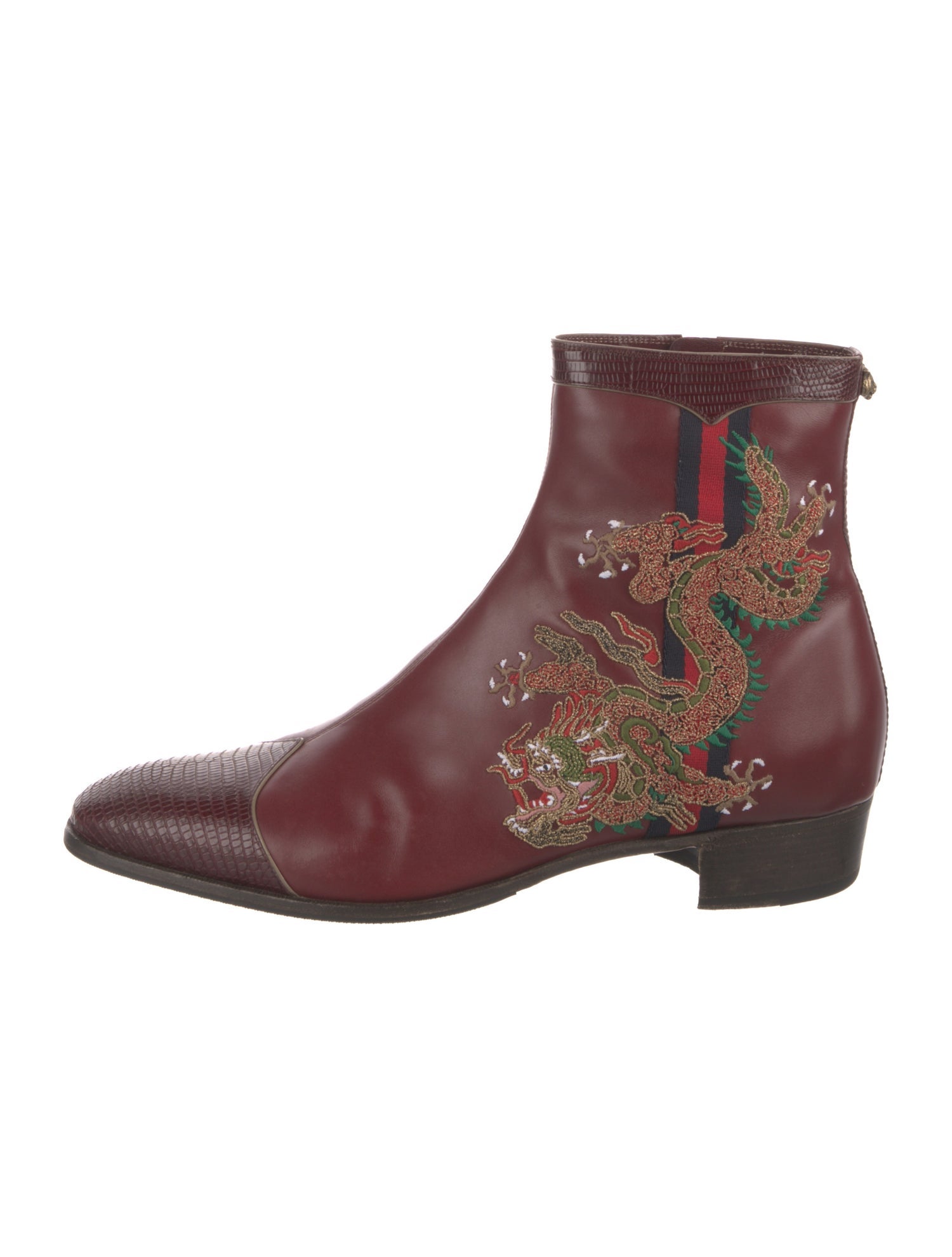 Gucci Sylvie Web Accent Leather Boots