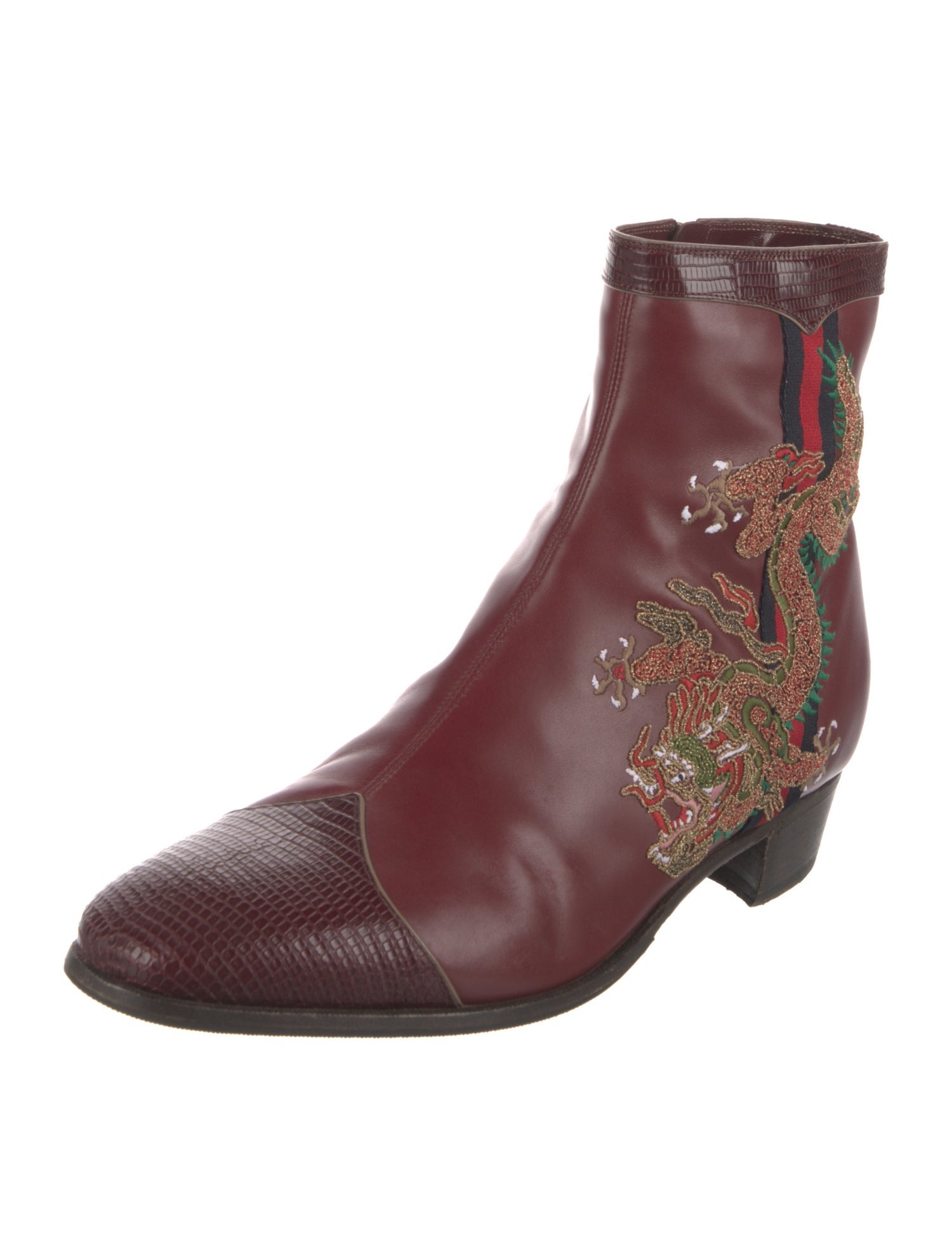 Gucci Sylvie Web Accent Leather Boots
