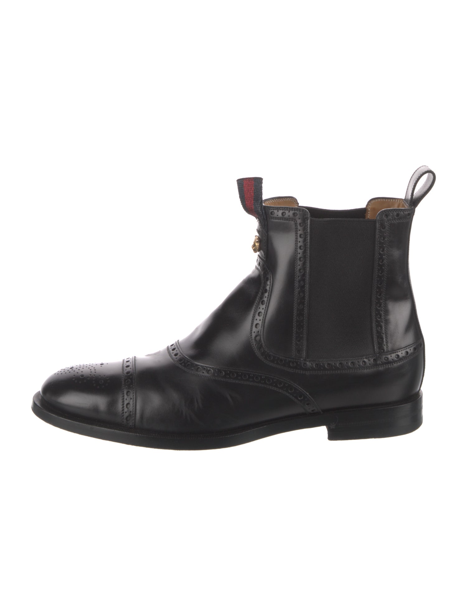 Gucci Web Accent Leather Chelsea Boots