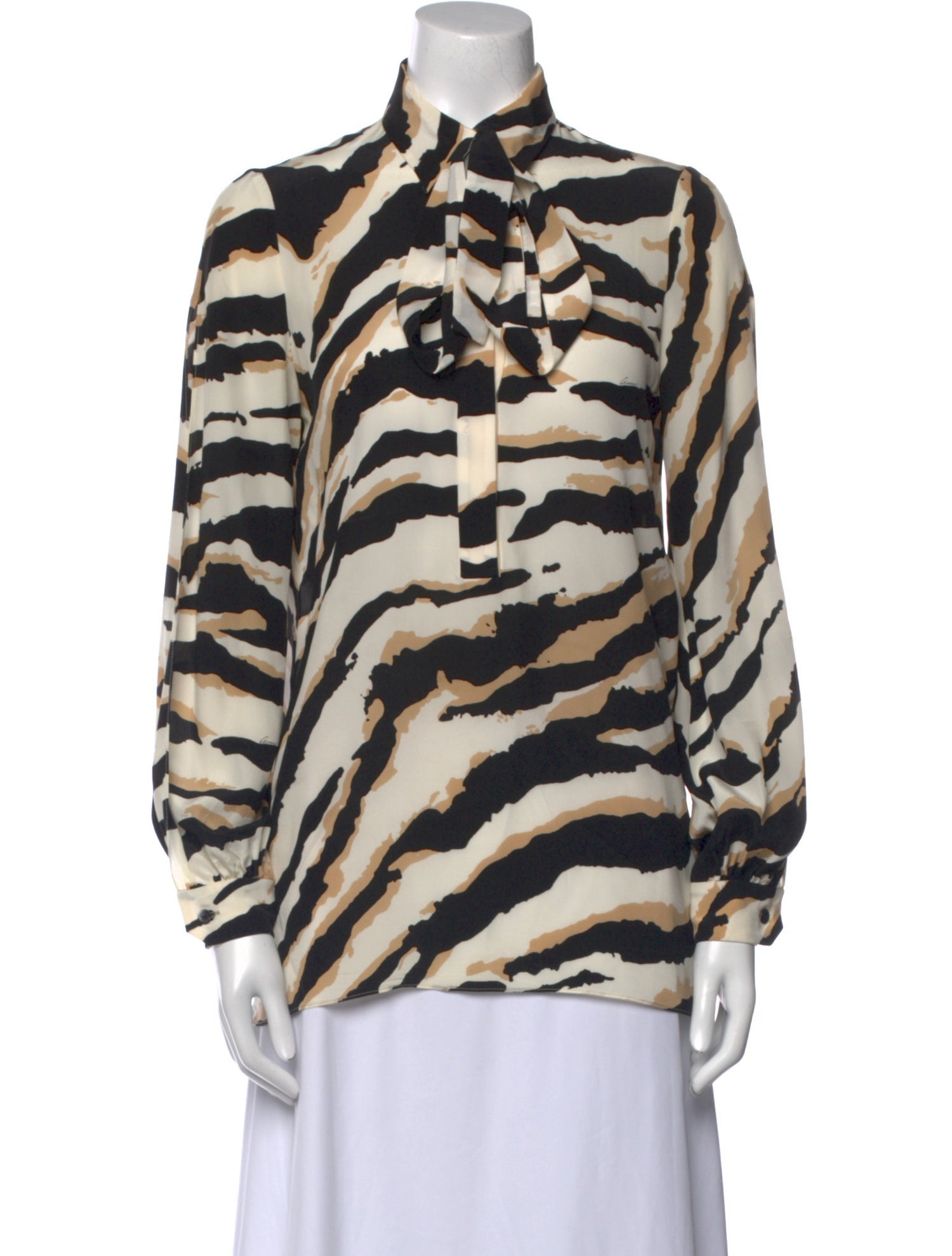Gucci Silk Animal Print Button-Up Top
