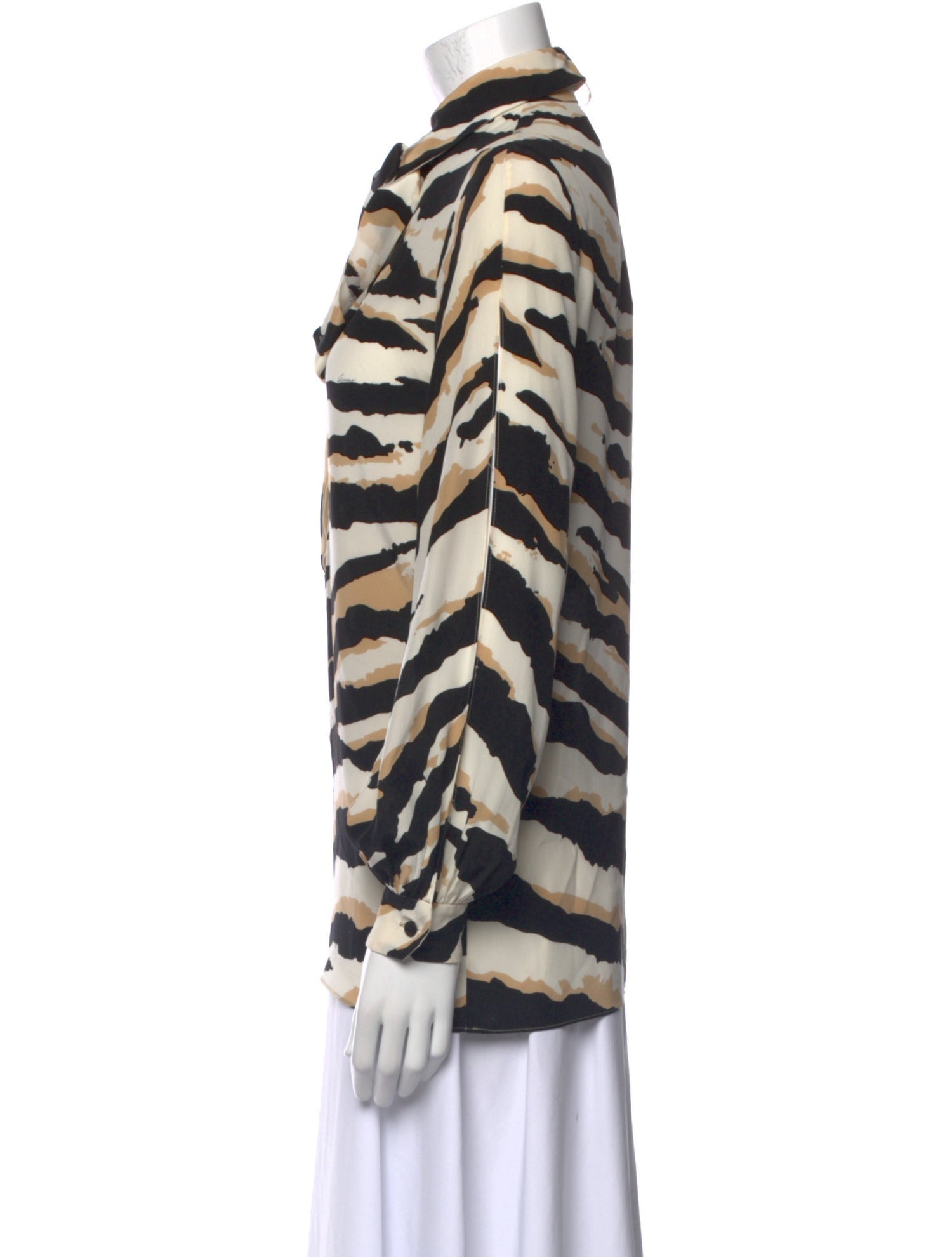 Gucci Silk Animal Print Button-Up Top