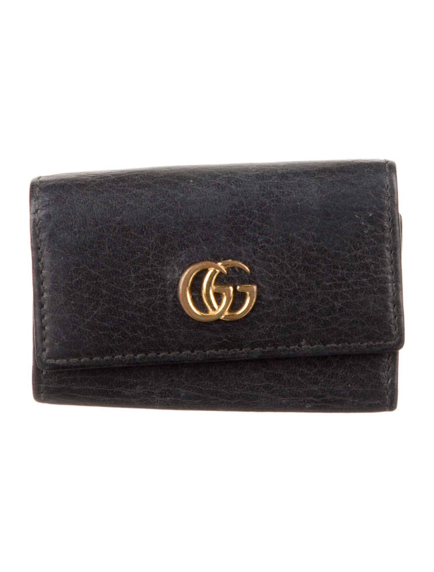 Gucci Black Leather GG Logo Key Holder