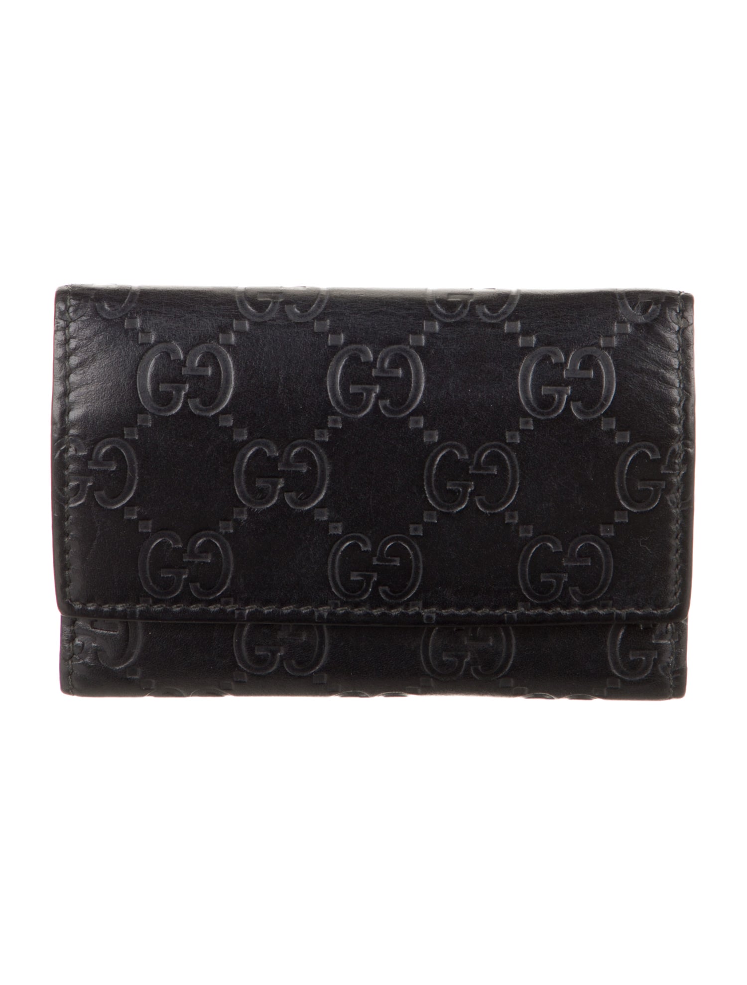 Gucci Black Pattern Printed GG Embossed Key Holder