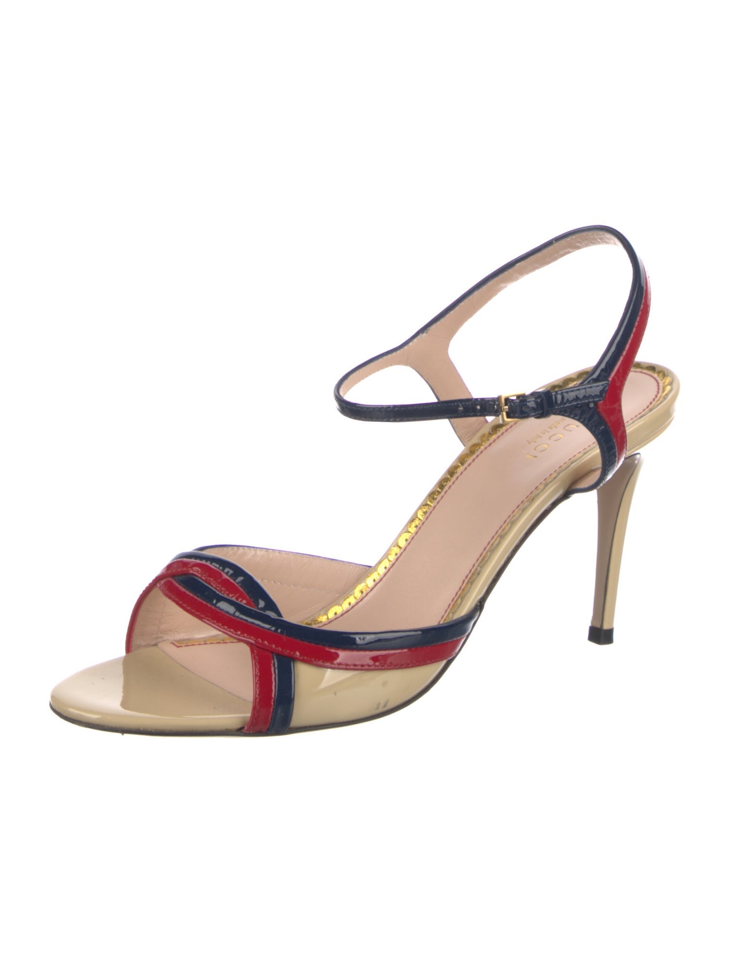 Gucci Patent Leather Colorblock Pattern Sandals