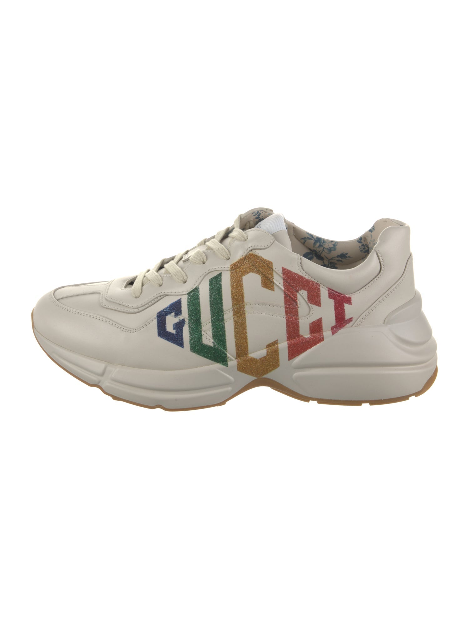 Gucci Leather Glitter Accents Sneakers