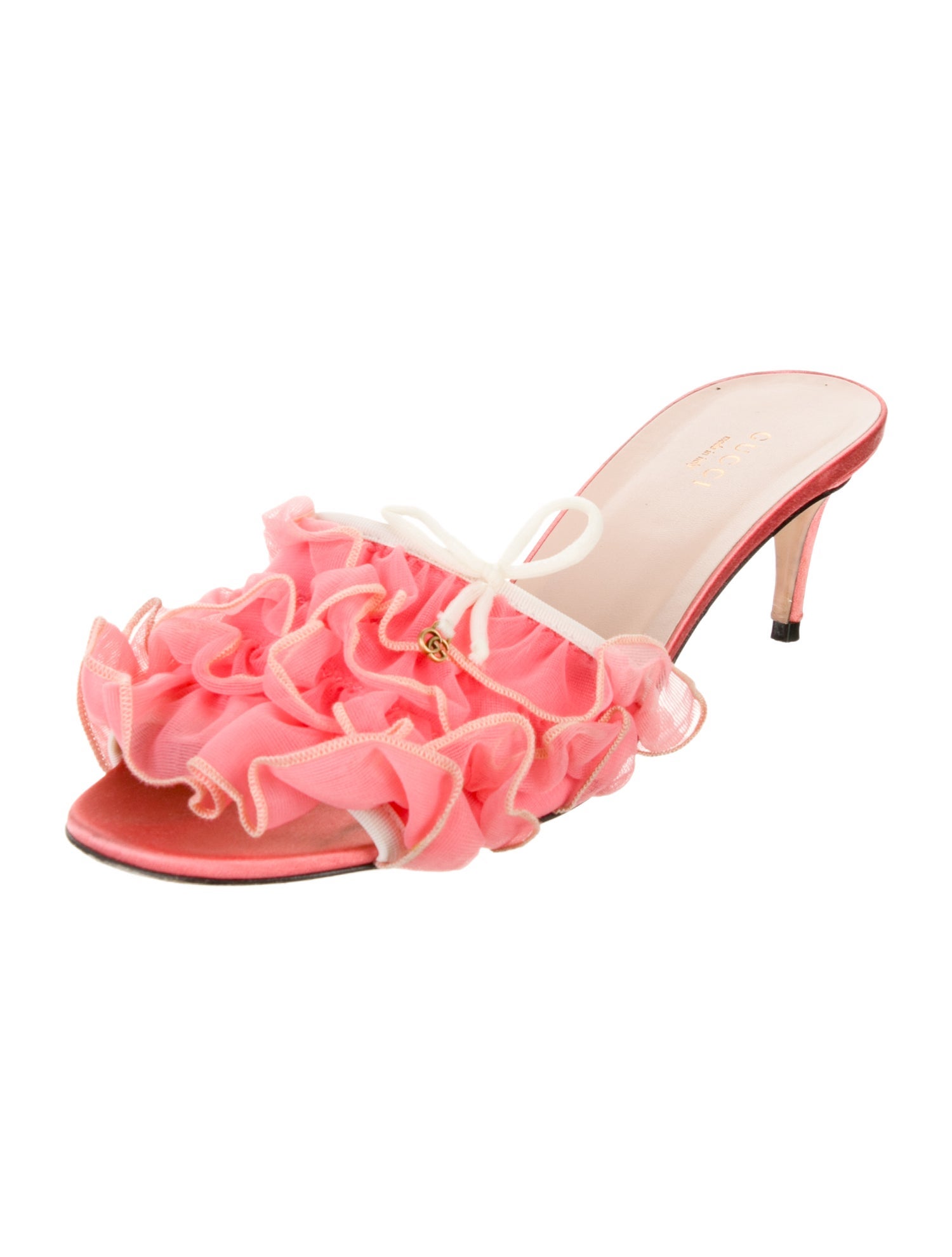 Gucci GG Logo Satin Slides w/ Tags