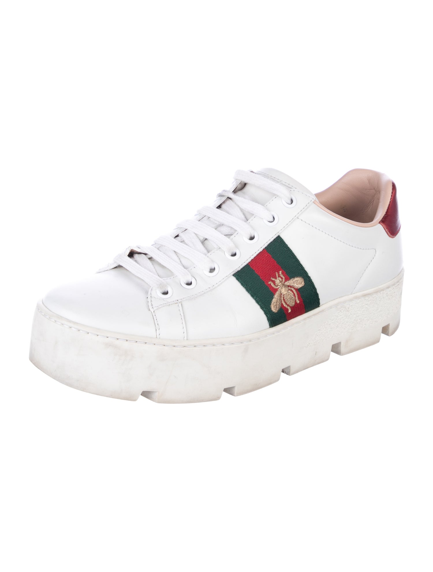 Gucci Web Accent Leather Sneakers