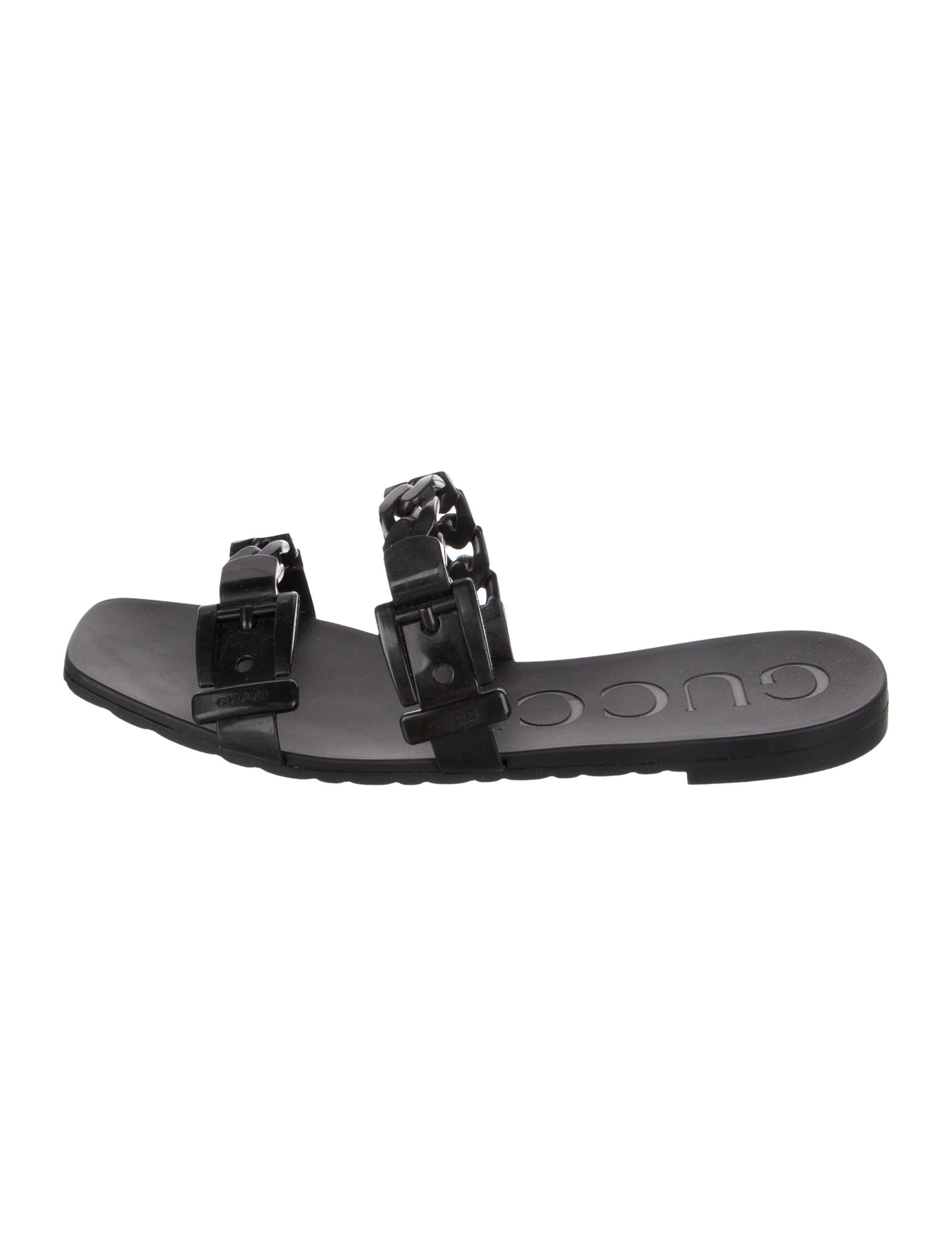 Gucci Rubber Chain-Link Accents Slides
