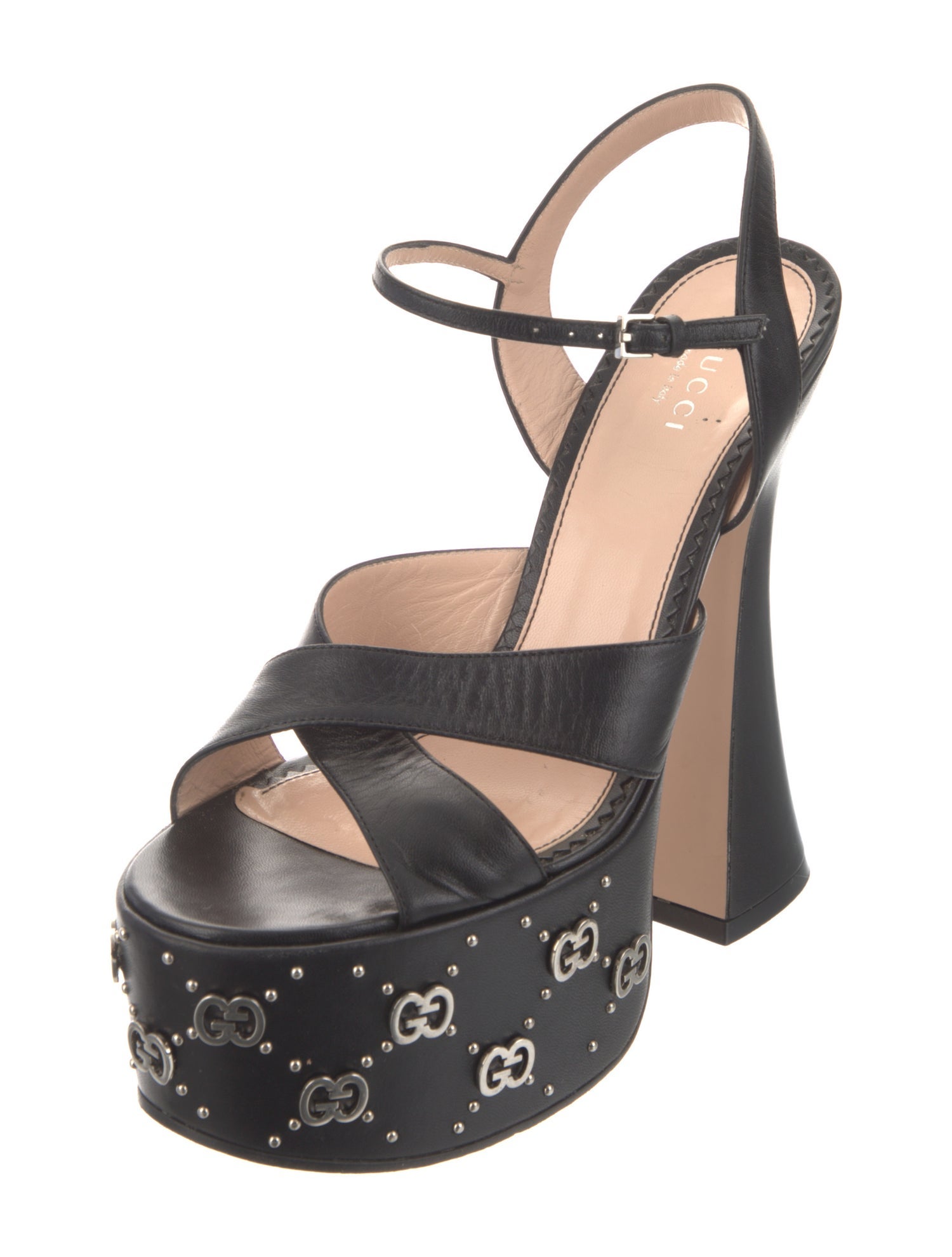 Gucci Interlocking G Logo Leather Sandals