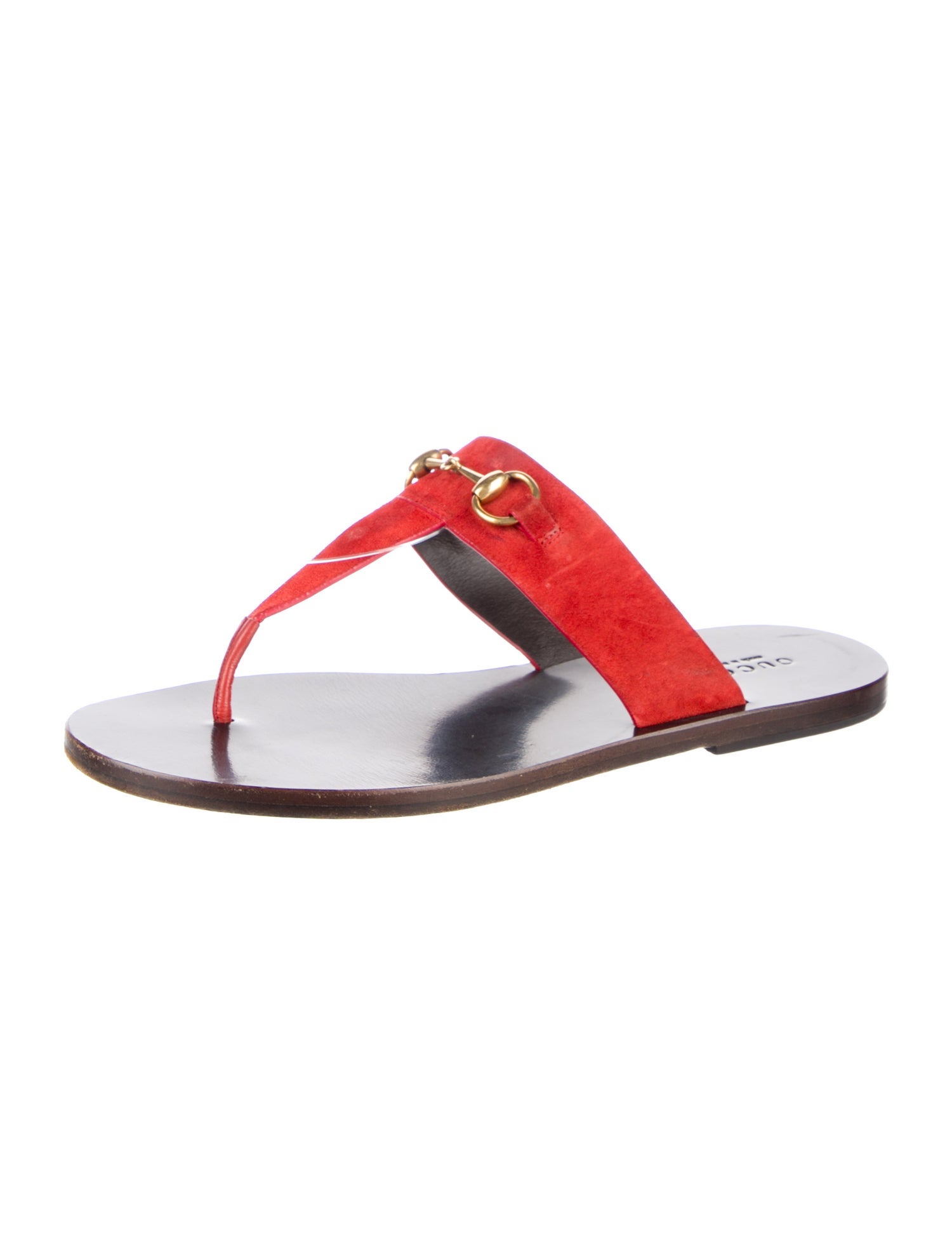 Gucci Horsebit Accent Suede T-Strap Sandals