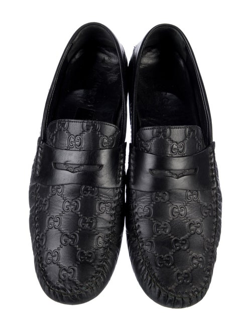 Gucci Web Accent Embossed Leather Drivers
