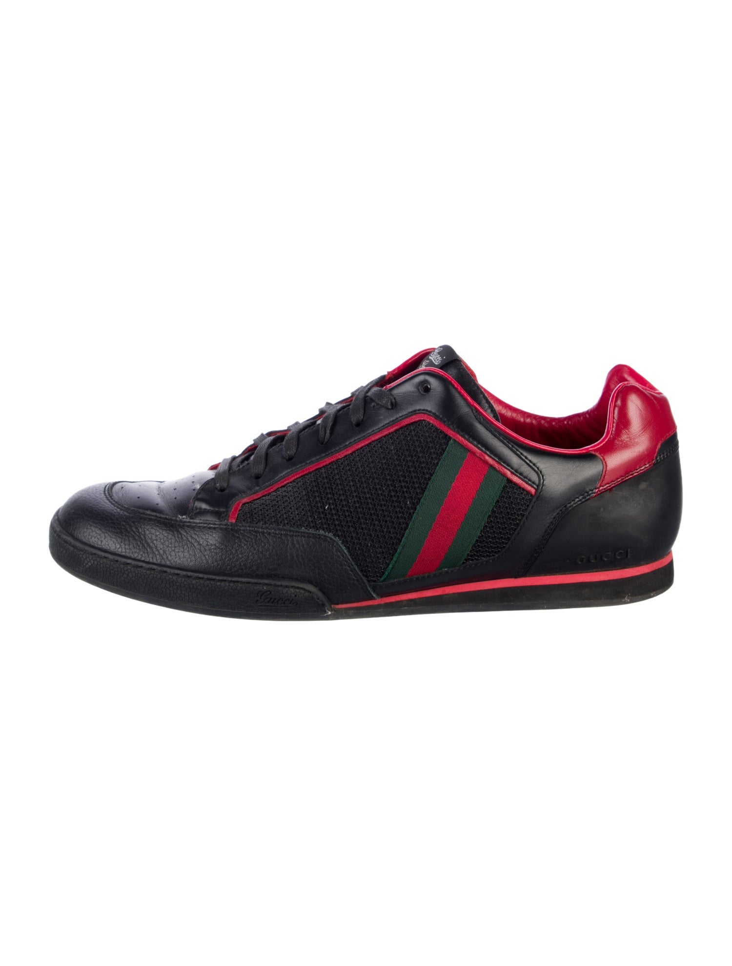 Gucci Web Accent Leather Sneakers