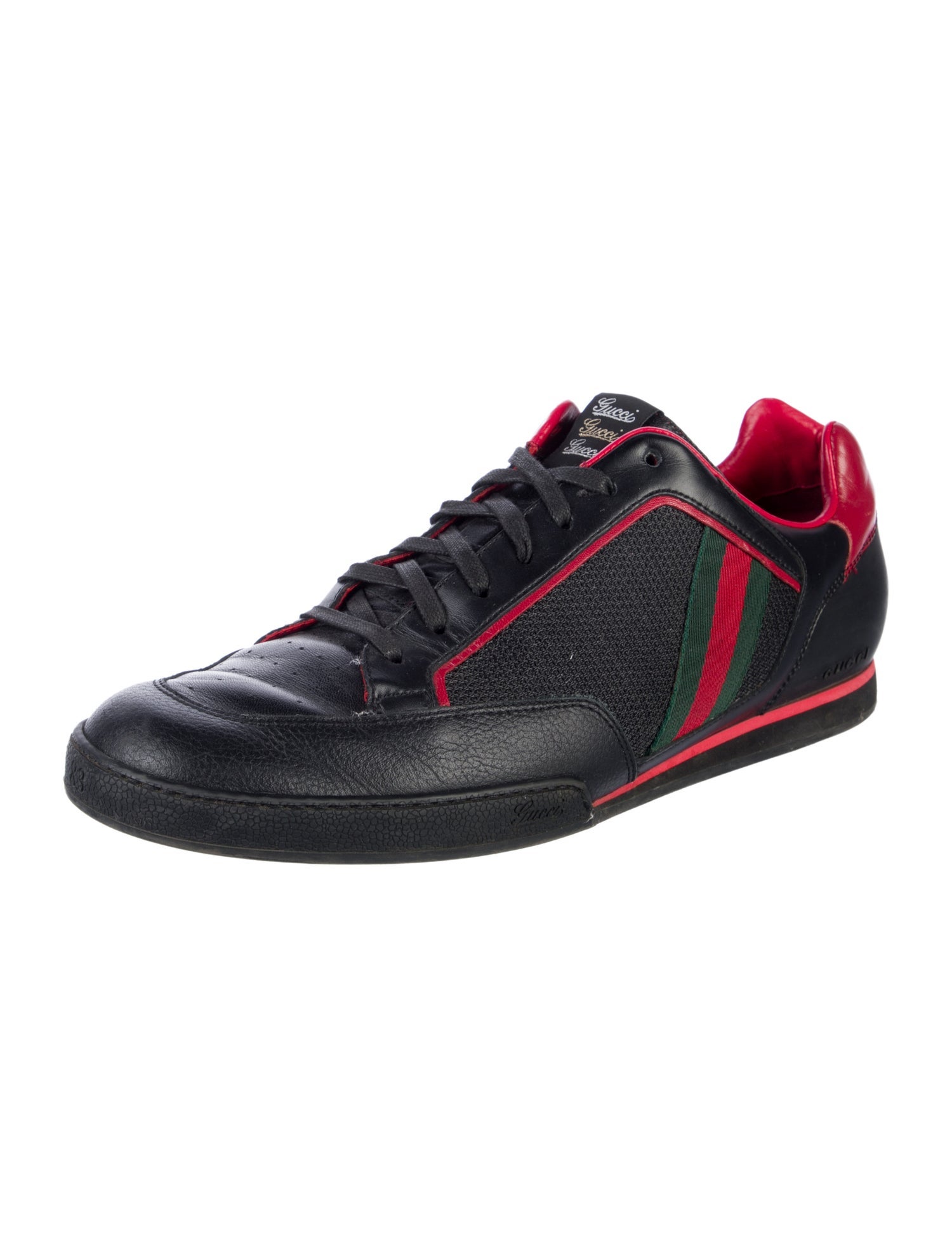 Gucci Web Accent Leather Sneakers