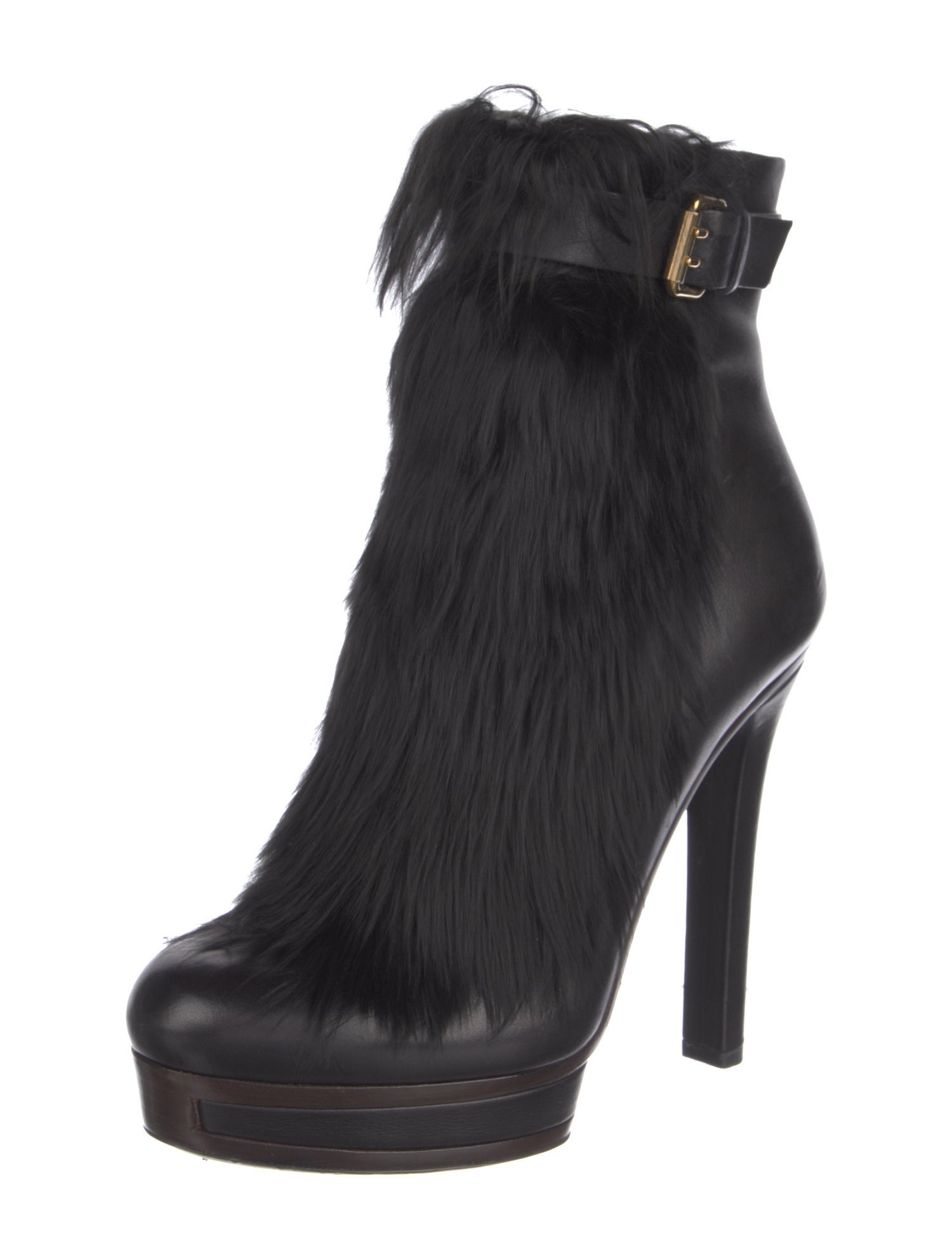 Gucci Leather Fur Trim Boots