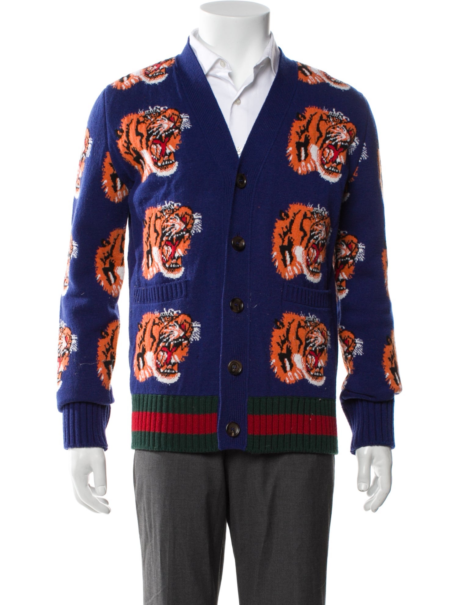 Gucci Web Accent Wool Cardigan