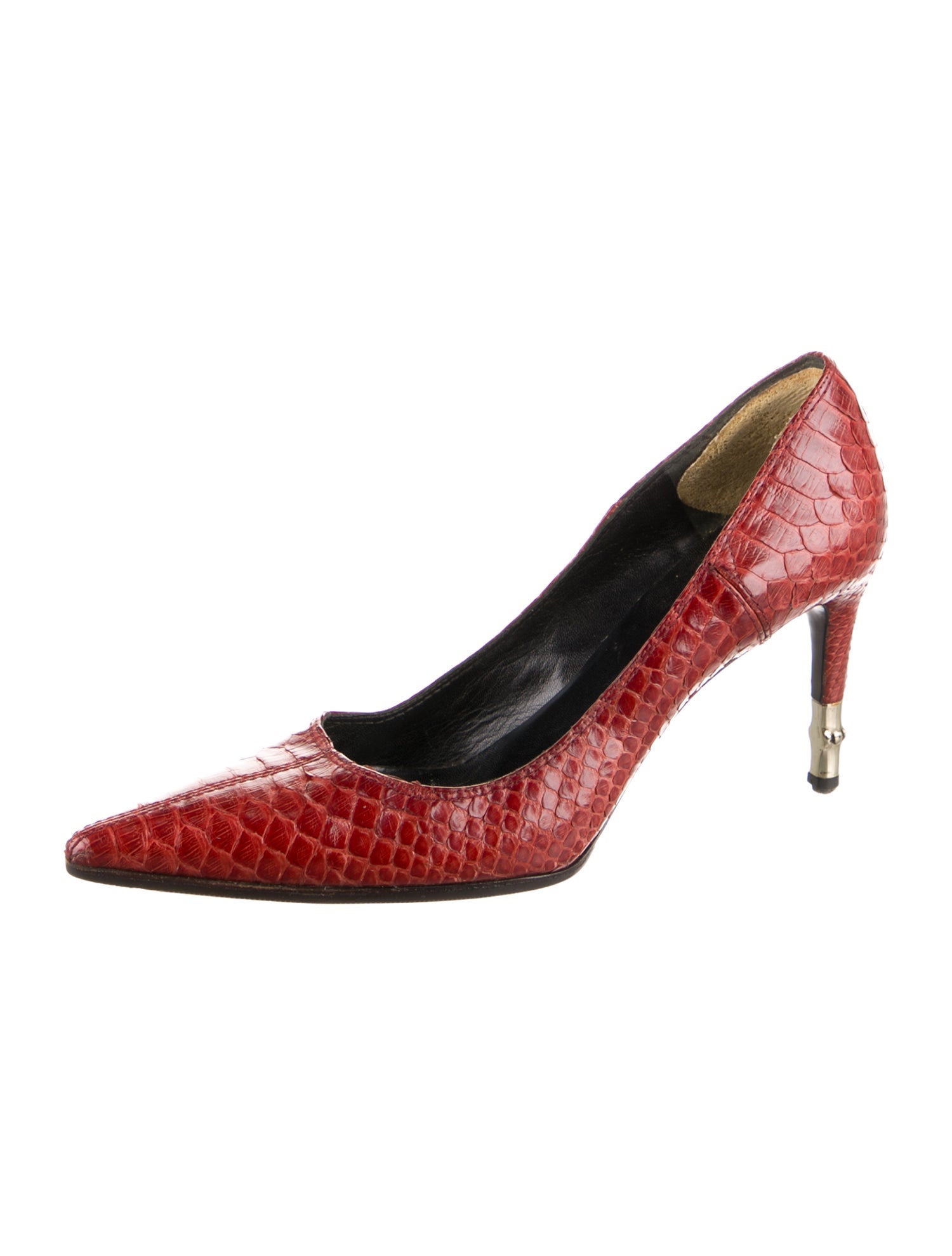 Gucci Bamboo Accent Python D'Orsay Pumps