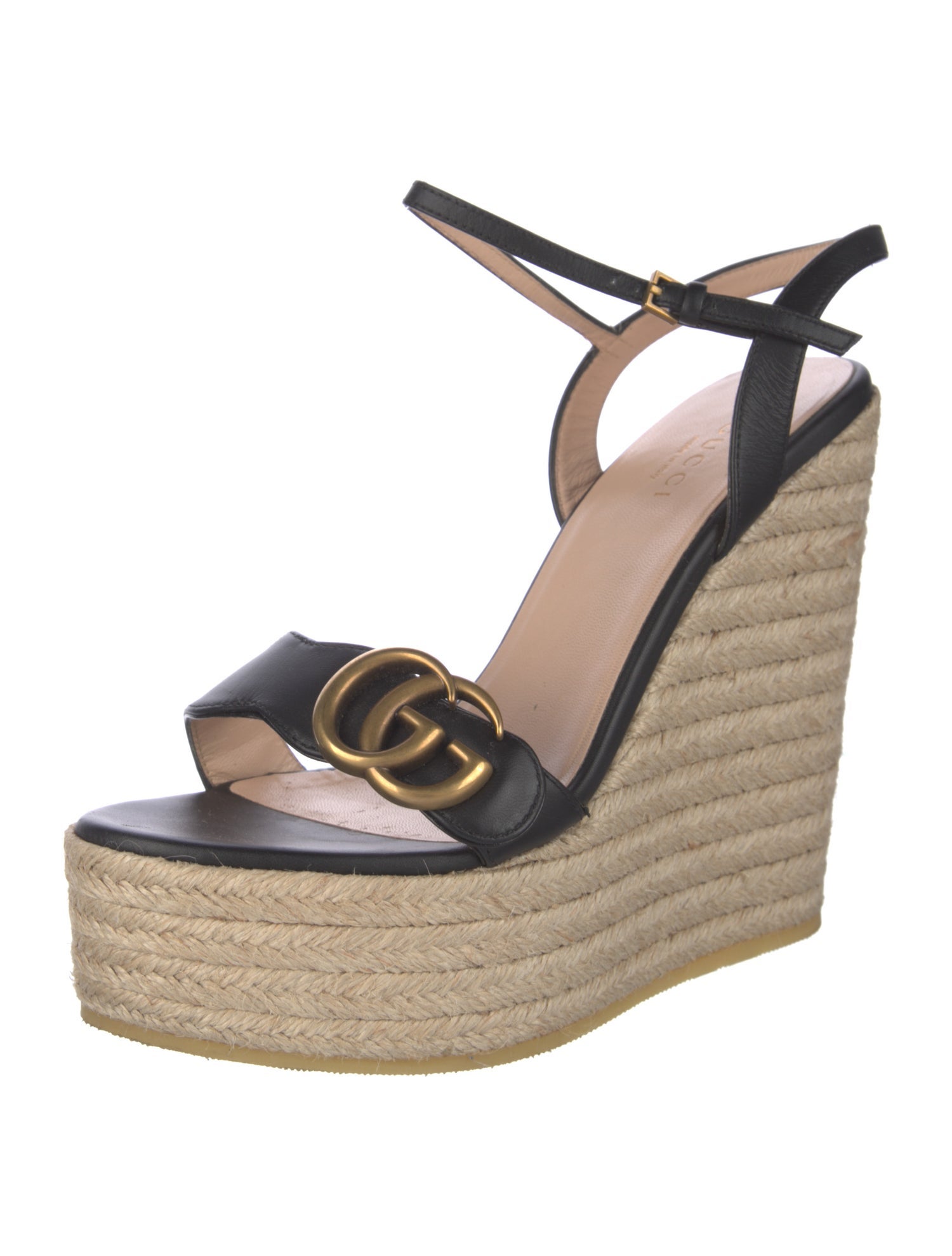 Gucci Double G Logo Leather Slingback Pumps