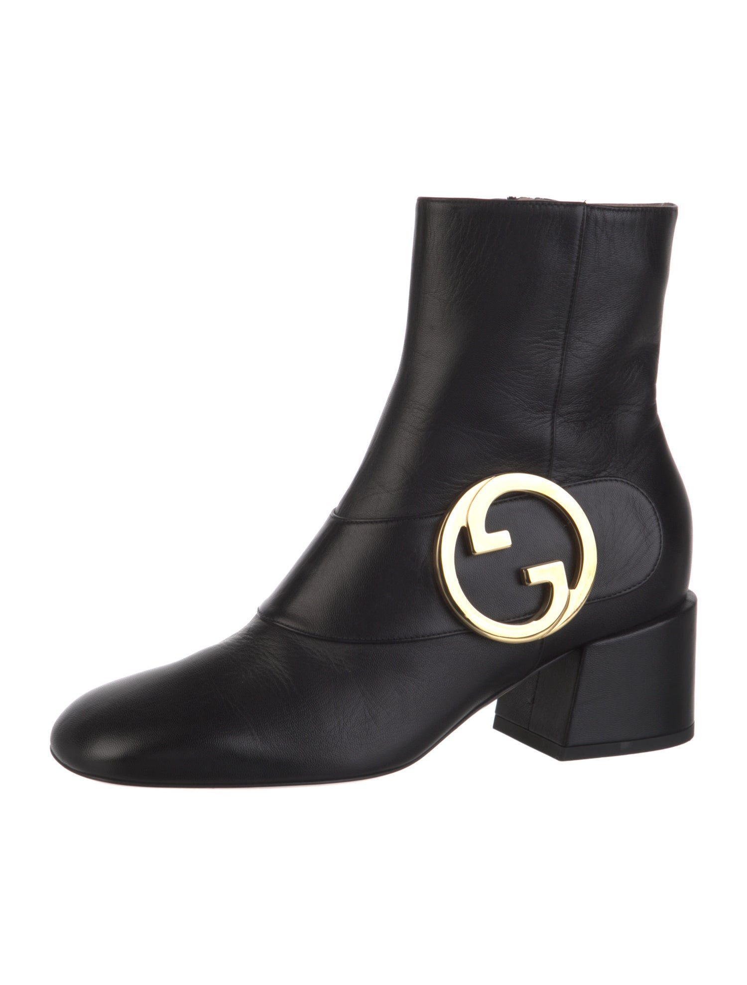 Gucci Interlocking G Logo Leather Moto Boots