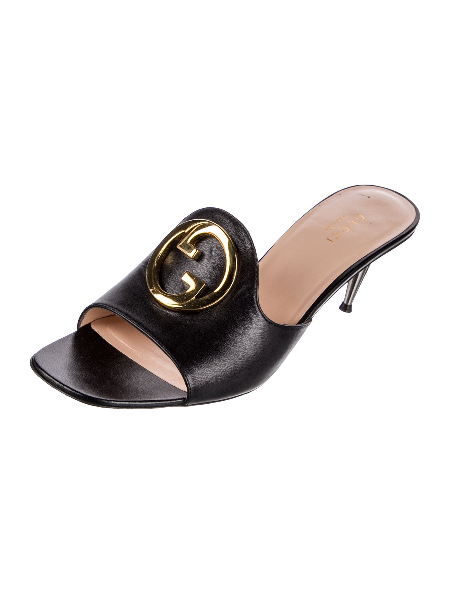 Gucci Interlocking G Logo Leather Slides