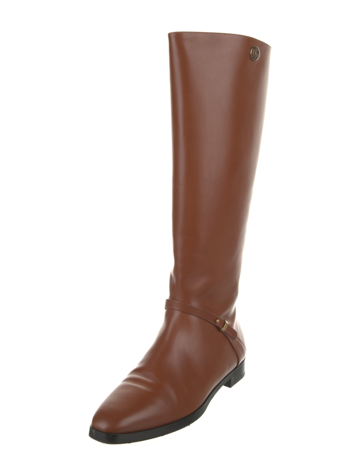 Gucci Double G Logo Leather Riding Boots